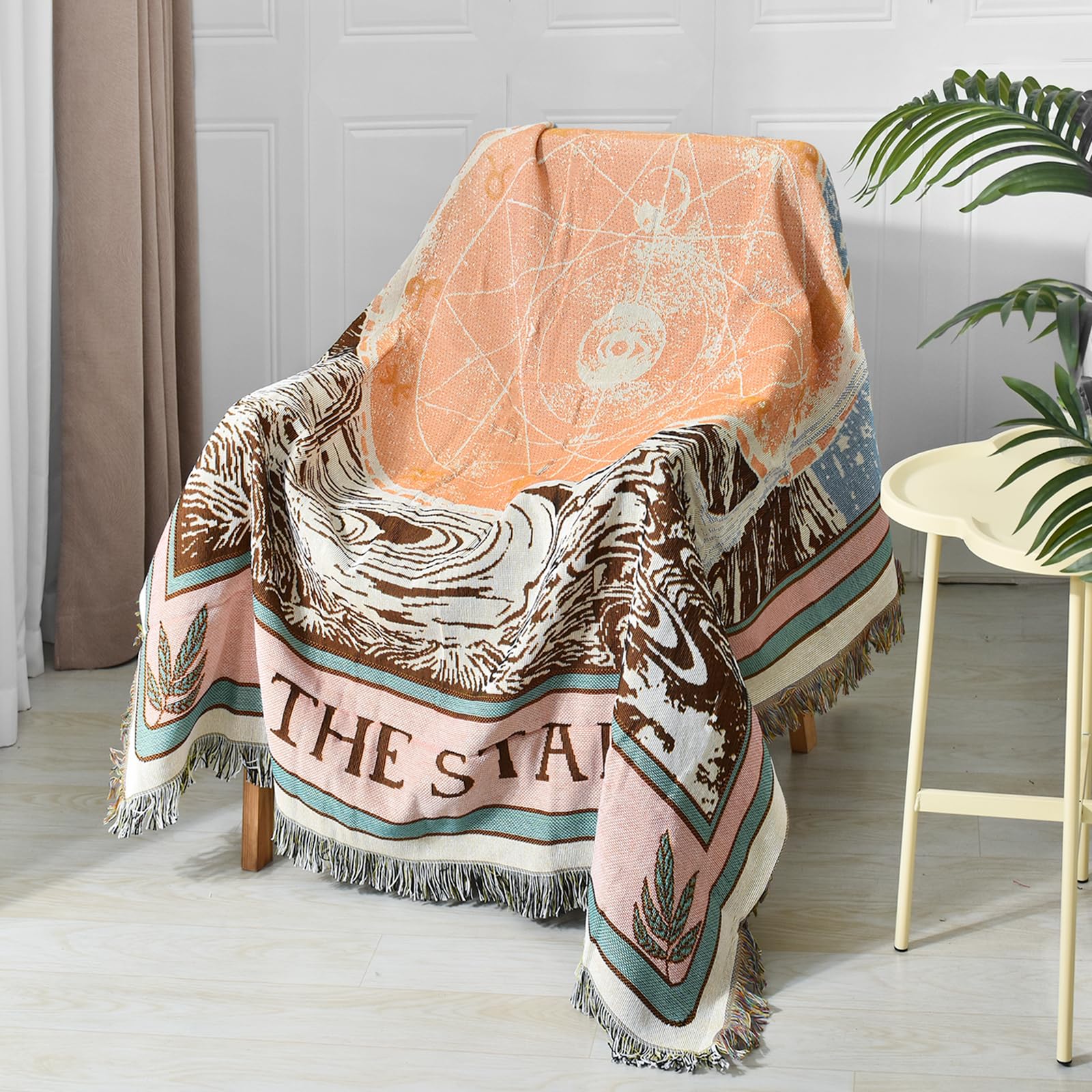 Tapis de canapé bohème en coton blanc pour vos soirées cocooning au salon