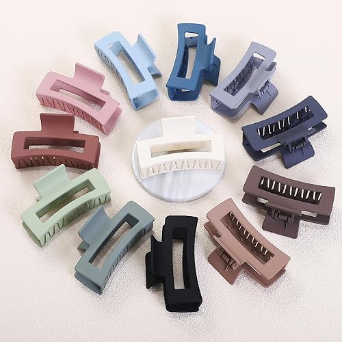 Miniatura 17 de Accesorios para el cabello mediano de 3.5 pulgadas, 12 pinzas cuadradas para cabello grueso y fino, pinzas rectangulares rectangulares