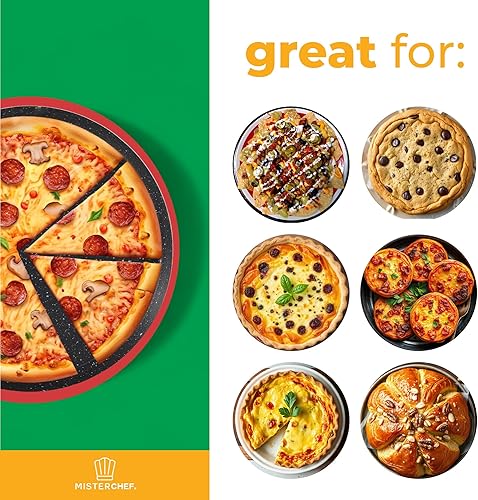 Miniatura 5 de MisterChef Máquina de pizza para encimera, mini horno de pizza de 1450 W, horno para hacer pizza con placa de cerámica antiadherente de 12 pulgadas,