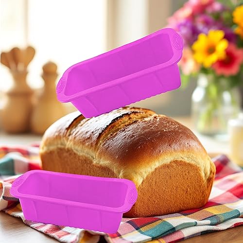 Paquete de 2 moldes para pan keto para hornear, apto para horno, de una sola porción, reutilizable, rectangular (sin BPA, apto para lavavajillas y