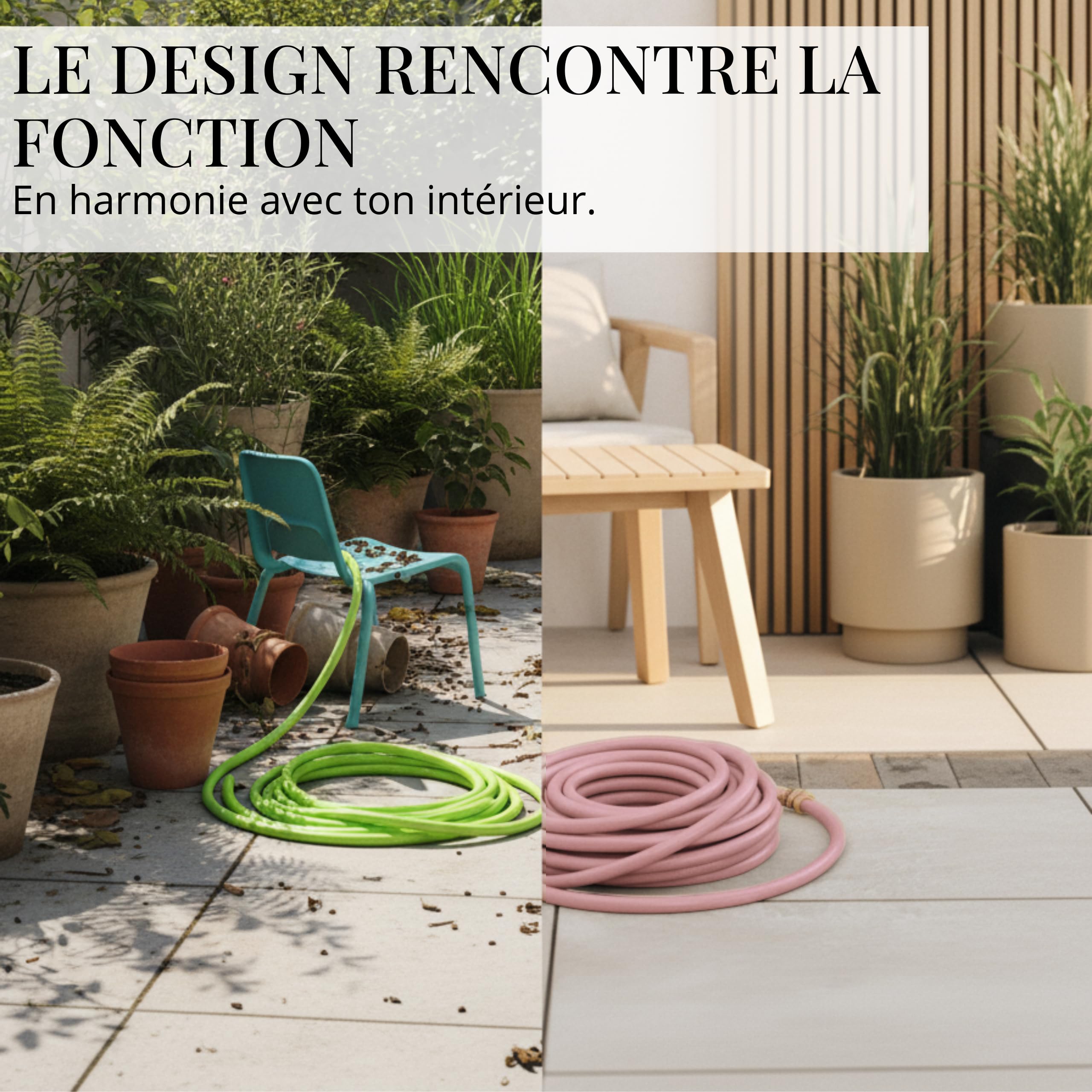 LIVLIG Tuyau d'Arrosage 30m Design – Tuyau Arrosage Flexible, 60% Recyclé, UV Résistant, Anti-Torsion, 1/2 Pouce, Rose