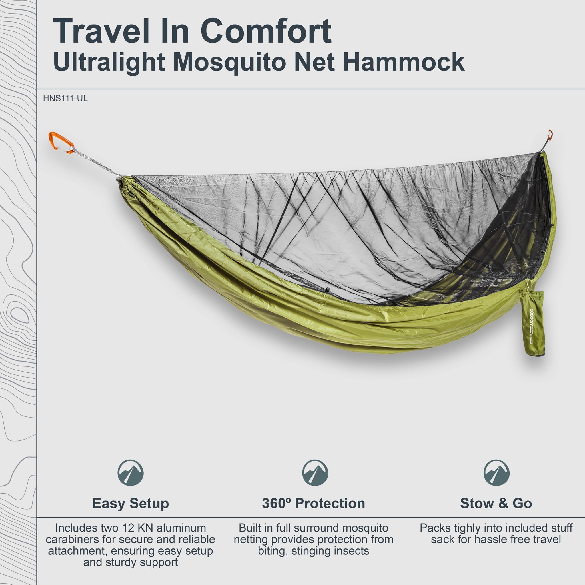 Cocoon Amaca con zanzariera Ultralight Mosquito, olive green-black