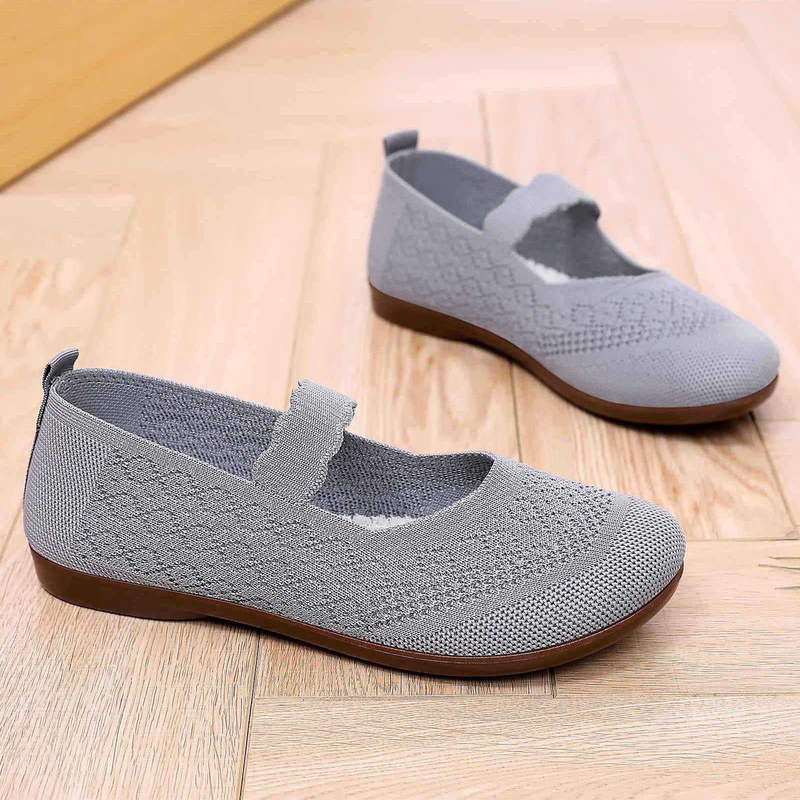 Zapatos de bailarina para mujer, deportivos, cómodos, suaves, ligeros, transpirables, de punto, elásticos, elegantes, anchos, de verano, punta redonda, para el trabajo diario