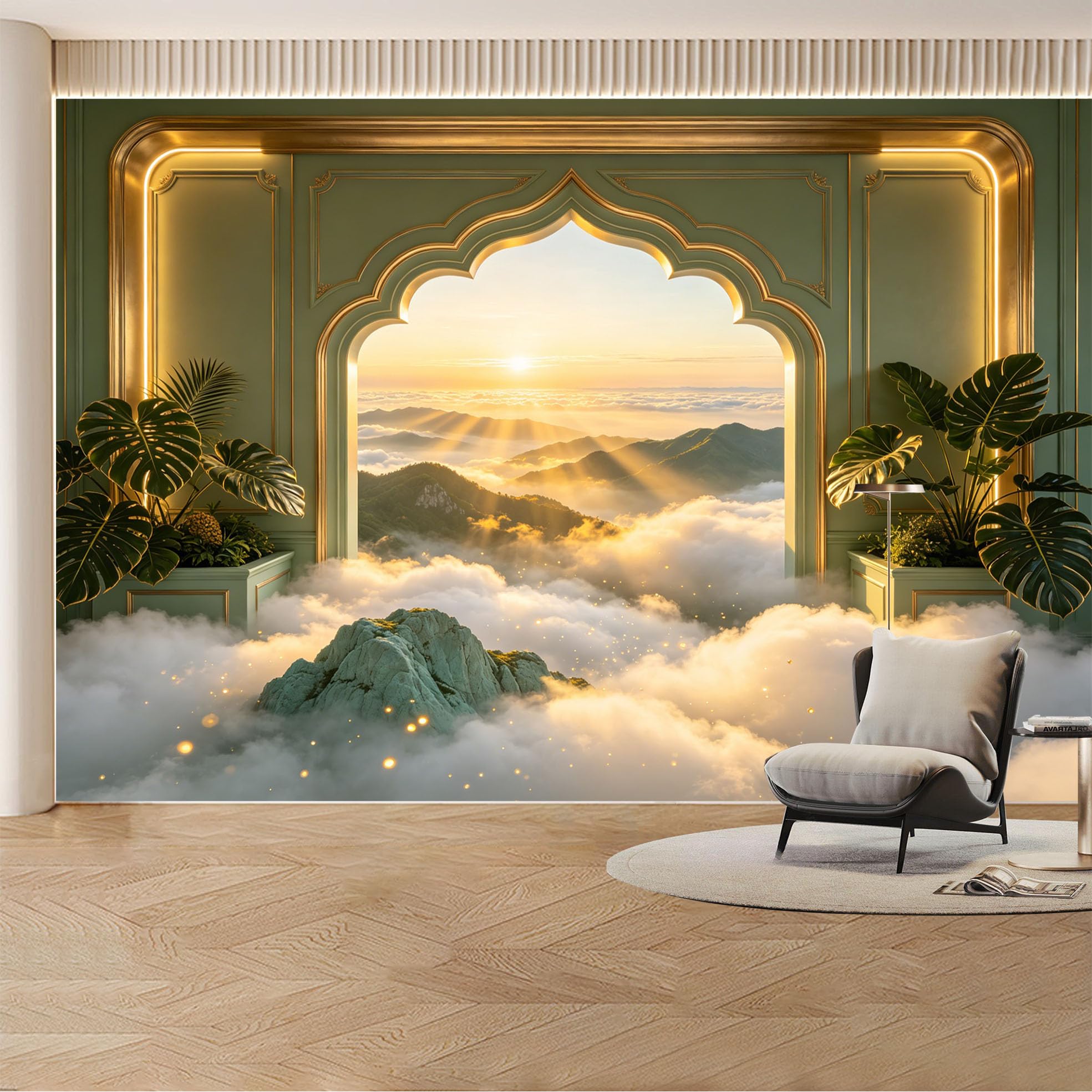 Custom Wall Mural Wallpaper Ocean Pier， Landscape Nature 3D Effect Wall Decor， Sunset Minimalist Luxury Removable SelfAdhesive Large Photo for Living Room， Bedroom， Office