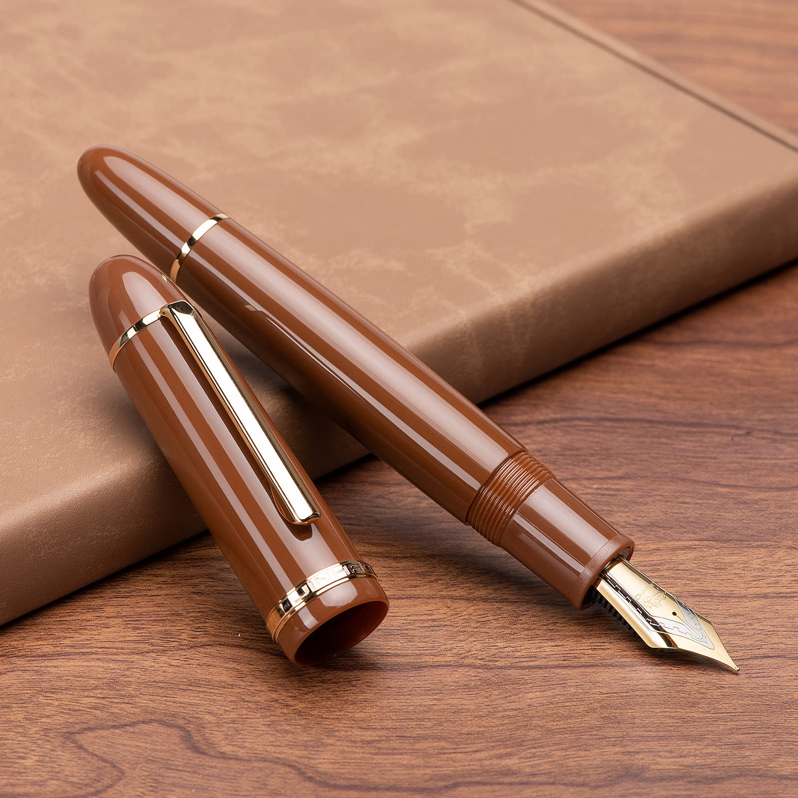 Amazon.co.jp: Jinhao X159 ブラウンアクリル万年筆 サイズ8 極細ペン