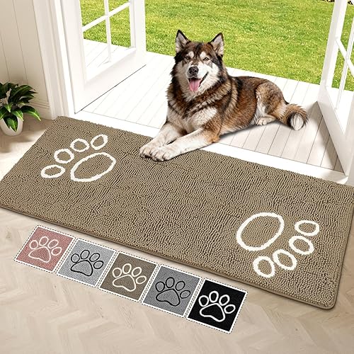 Miniatura 60 de Bcoimo Tapete súper absorbente para puerta de perro, 30 x 20 pulgadas, tapete antideslizante para patas fangosas, alfombras para mascotas para patas