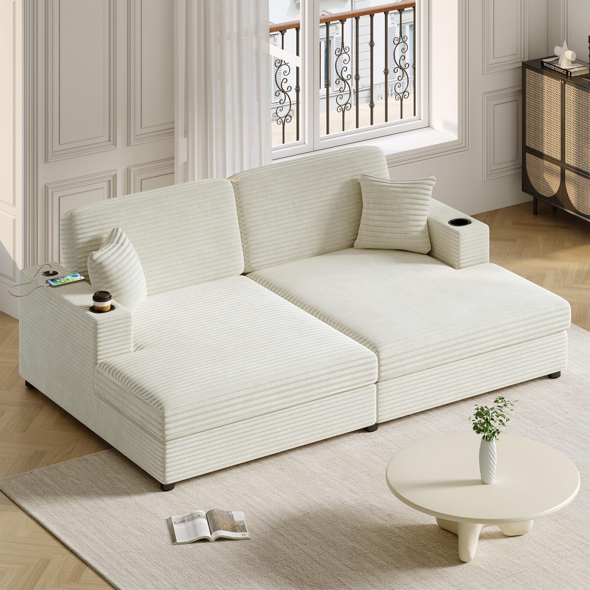 Eafurn 86.5" Oversized Loveseat Chaise Lounge Sectional — free download