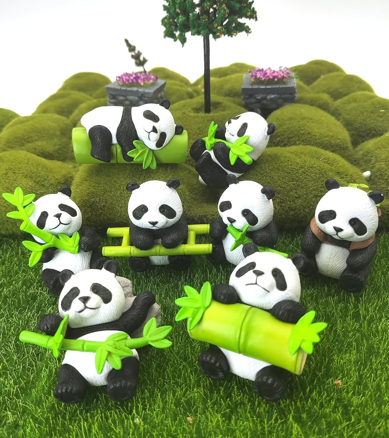 Cute Panda with Bamboo Showpieces(Set of 8) Decorative Animal Figurines Valentine Day Decoration Items| Home Decor Valentine Gift for Girlfriend Boyfriend Husband Wife Special Love Her Him-picture-11