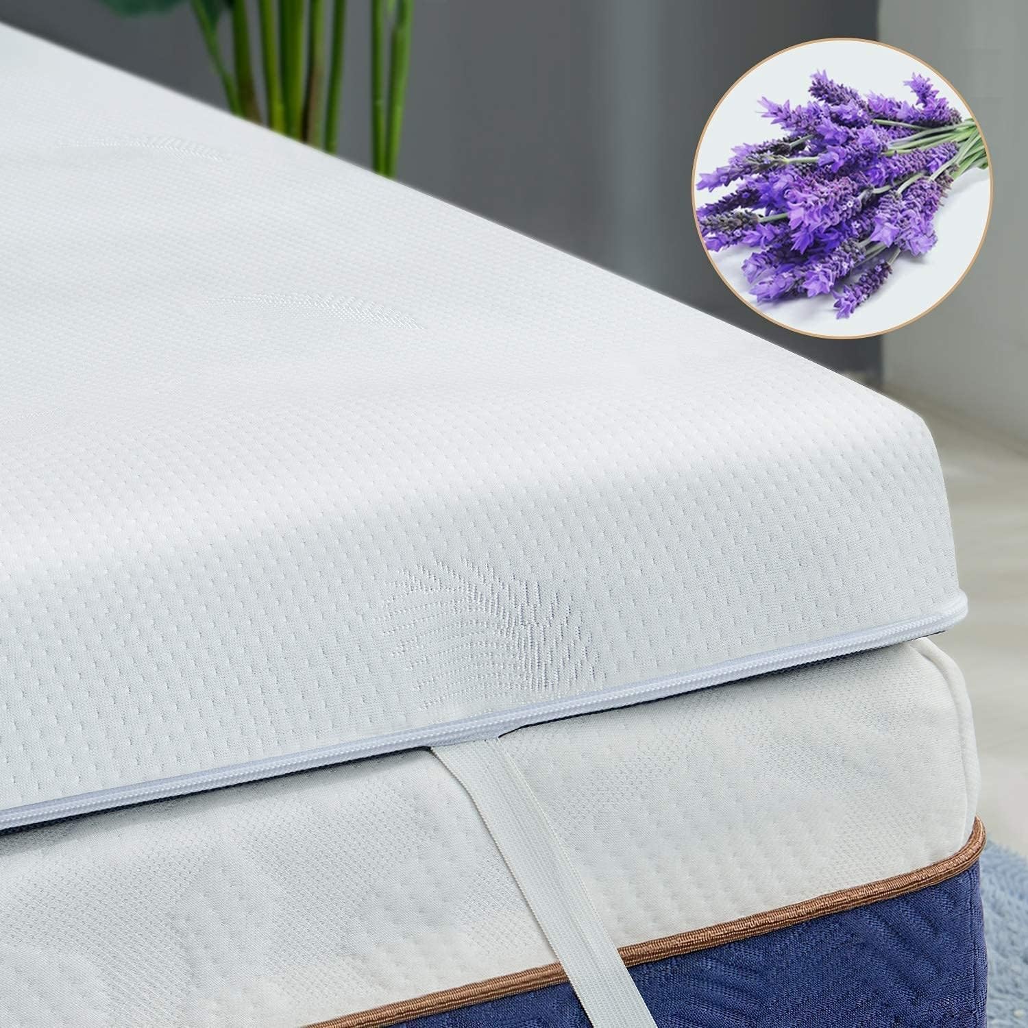 BedStory Topper Matrimoniale 180x200 da 10 CM, Topper in Memory Foam con Profumo di Lavanda, Topper per Materasso Correttore con Angoli Elastici