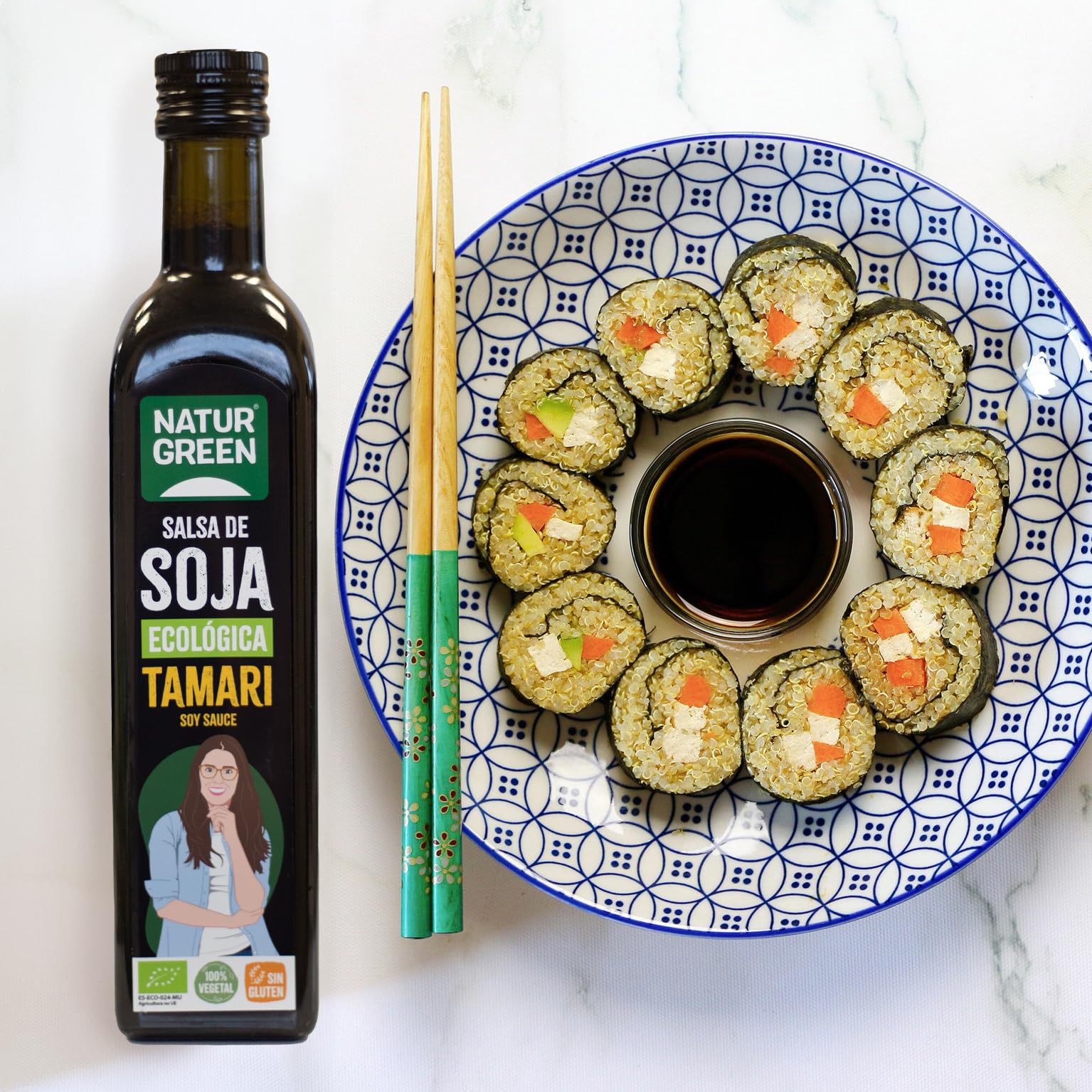 NaturGreen - Tamari Salsa de Soja Bio, Pack 6 x 500 ml, Condimento Ecológico, Alternativa sin Gluten, para Cocinar y Aderezar, Ecológico Certificado