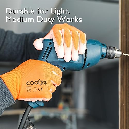 Miniatura 3 de COOLJOB Guantes de seguridad revestidos en poliuretano, juego por mayor de 12 pares de guantes de trabajo