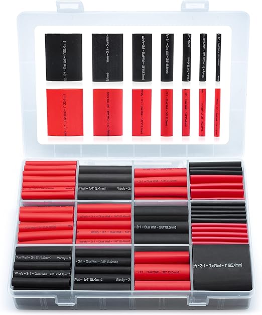Wirefy Heat Shrink Tubing Kit - 3:1 Ratio Heat Shrink Tube - Adhesive Lined Wire Wrap Tubing Kit - Electrical Heatshrink Tubes - Waterproof Industrial Electric Automotive - 200PCS