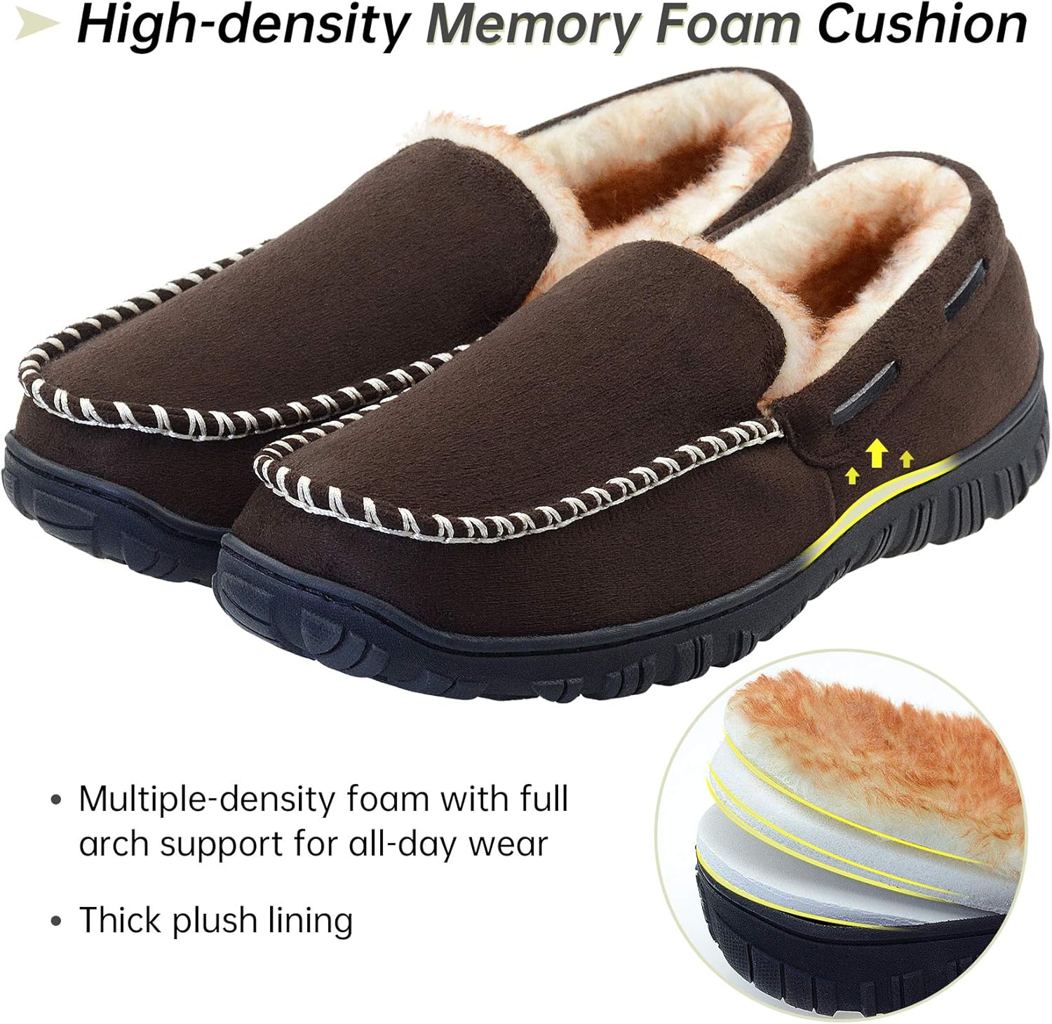 Vonair Mens Moccasin Slippers Indoor Outdoor Slip on Warm House Shoes Breathable Moccasins for Men - Image 4