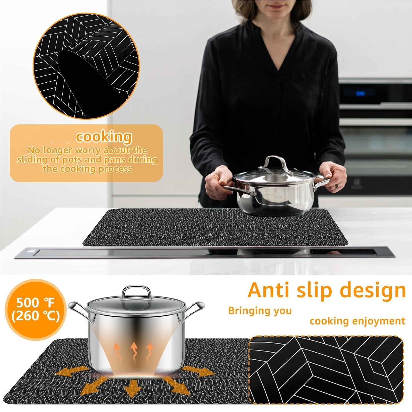 Alfombrilla Para Secar Utensilios Esteras for secar platos for cocina, estera for secar platos, estera grande for secar platos, estera for encimera, estera for escurrir platos Para Vajilla(Black 1)