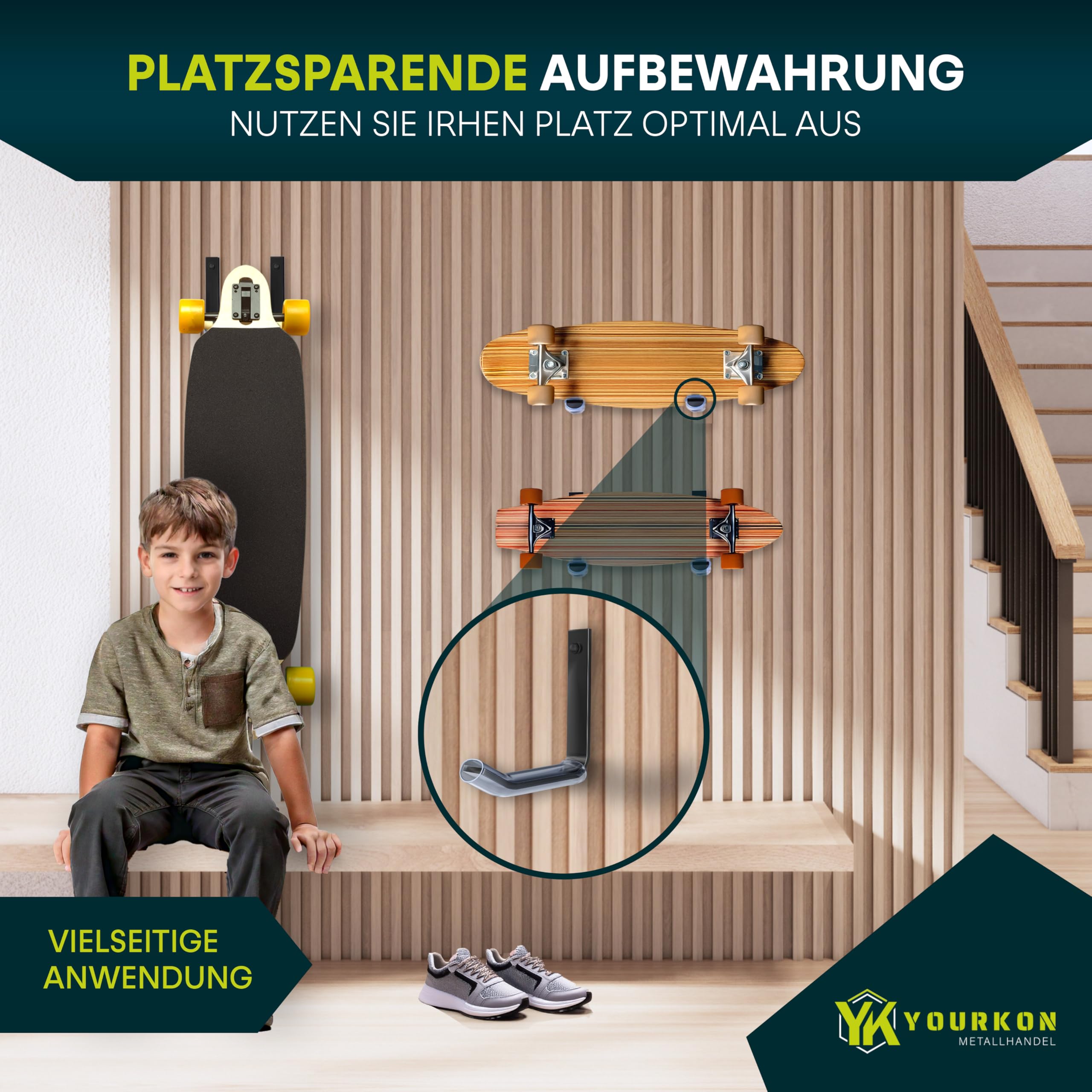 Yourkon WandFix: Reifen- und Felgenhalter 4er Set Platzsparende Wandhalterung für Reifen Tragfähigkeit bis 25KG inklusive Montagematerial