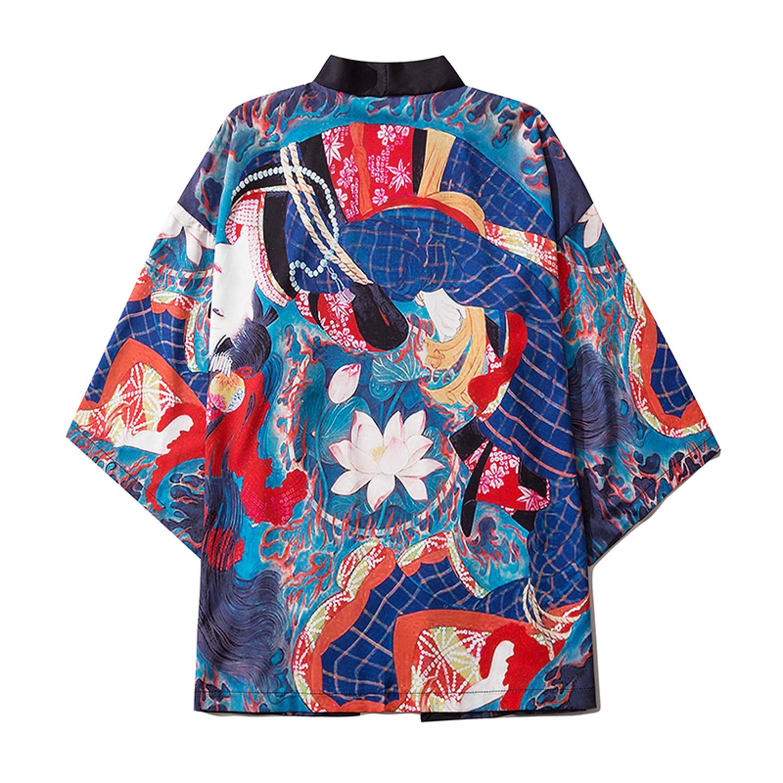 xbslj Mens Fashion Kimono，Men Japanese Kimono Cardigan Print Loose Open Front Yukat Haori Jacket Cloak,XLarge-picture-24