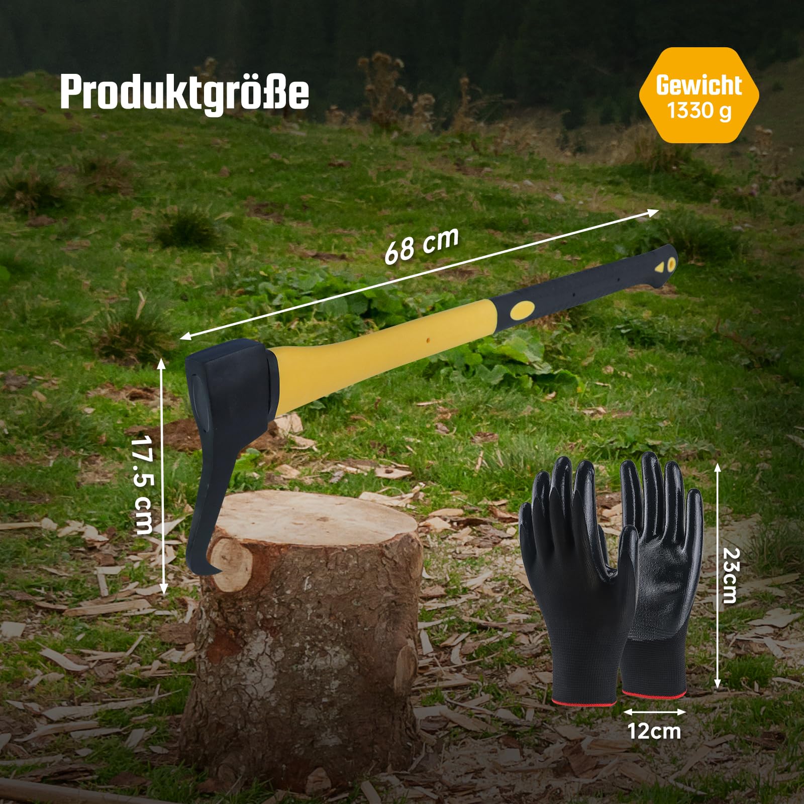 Sappie Forst 68 cm – Sapi Forst zur Ziehung oder Erheben und Verschieben von Holz. Handsappie mit Stahlkopf und TPR-Griff, Sapie kommt mit einem Paar Handschuhen