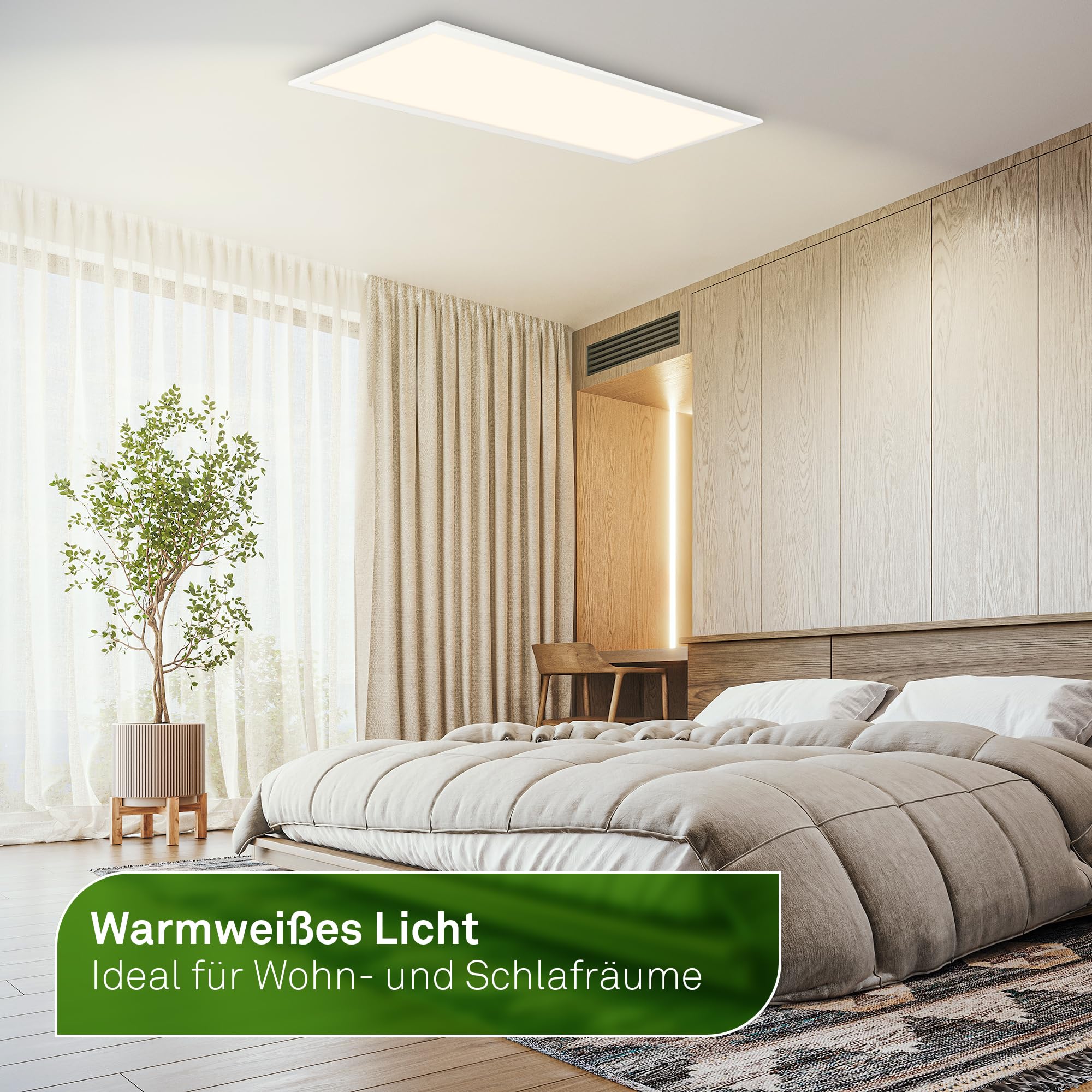 BRILONER - LED Panel mit EEK A Lichtquelle, 12,6W, 2860lm, Fernbedienung, dimmbar, CCT warmweiß bis kaltweiß, LED Lampe, Deckenleuchte, Wohnzimmerlampe, Deckenlampe, Flurlampe, 100x25x6 cm, Weiß