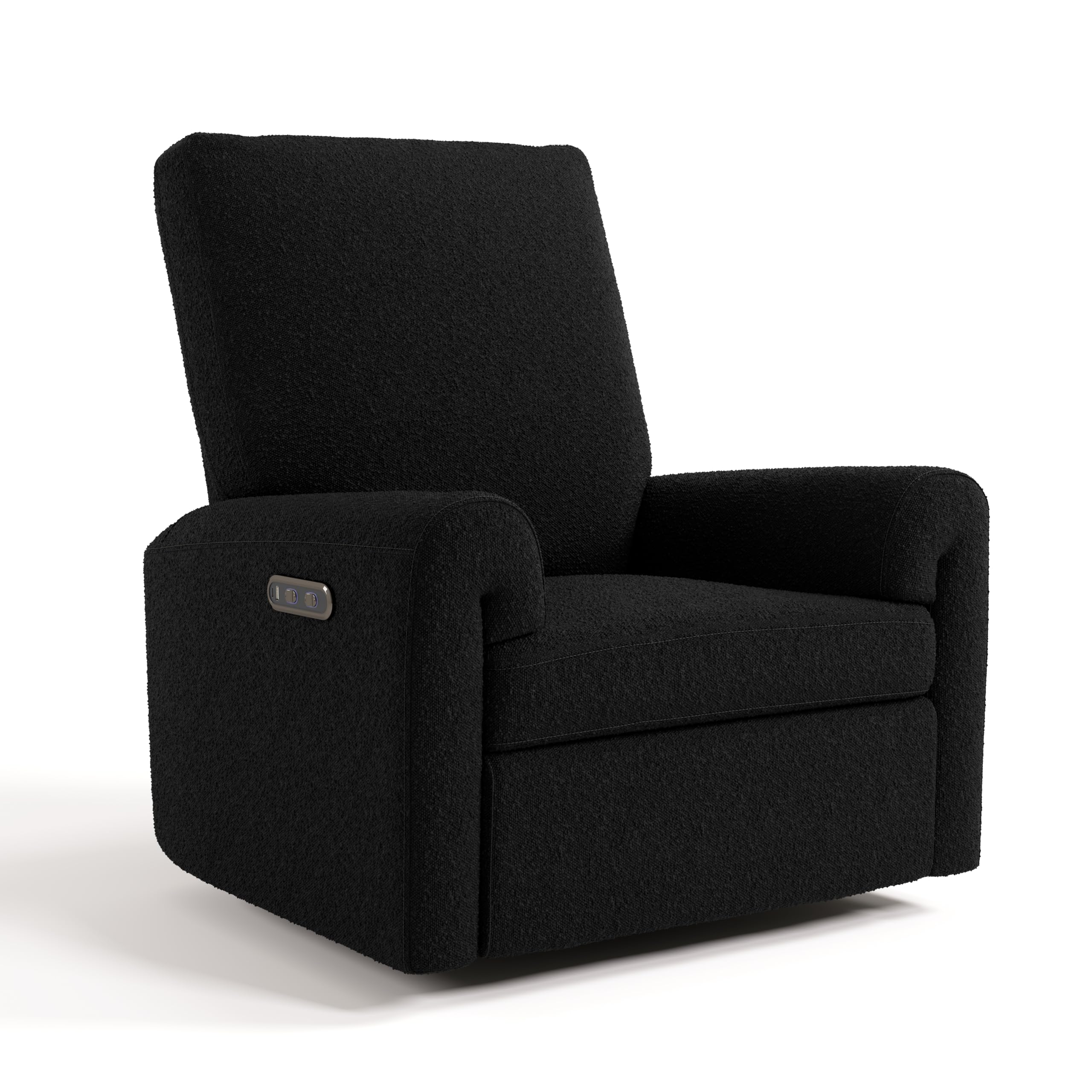 Storkcraft Sorrento Deluxe Power Recliner Swivel Glider – Premium Electronic Nursery Rocking Chair, Oeko-TEX 100 Certified, Includes Dual-USB Charging Port with USB-A &amp; USB-C (Black Boucle)