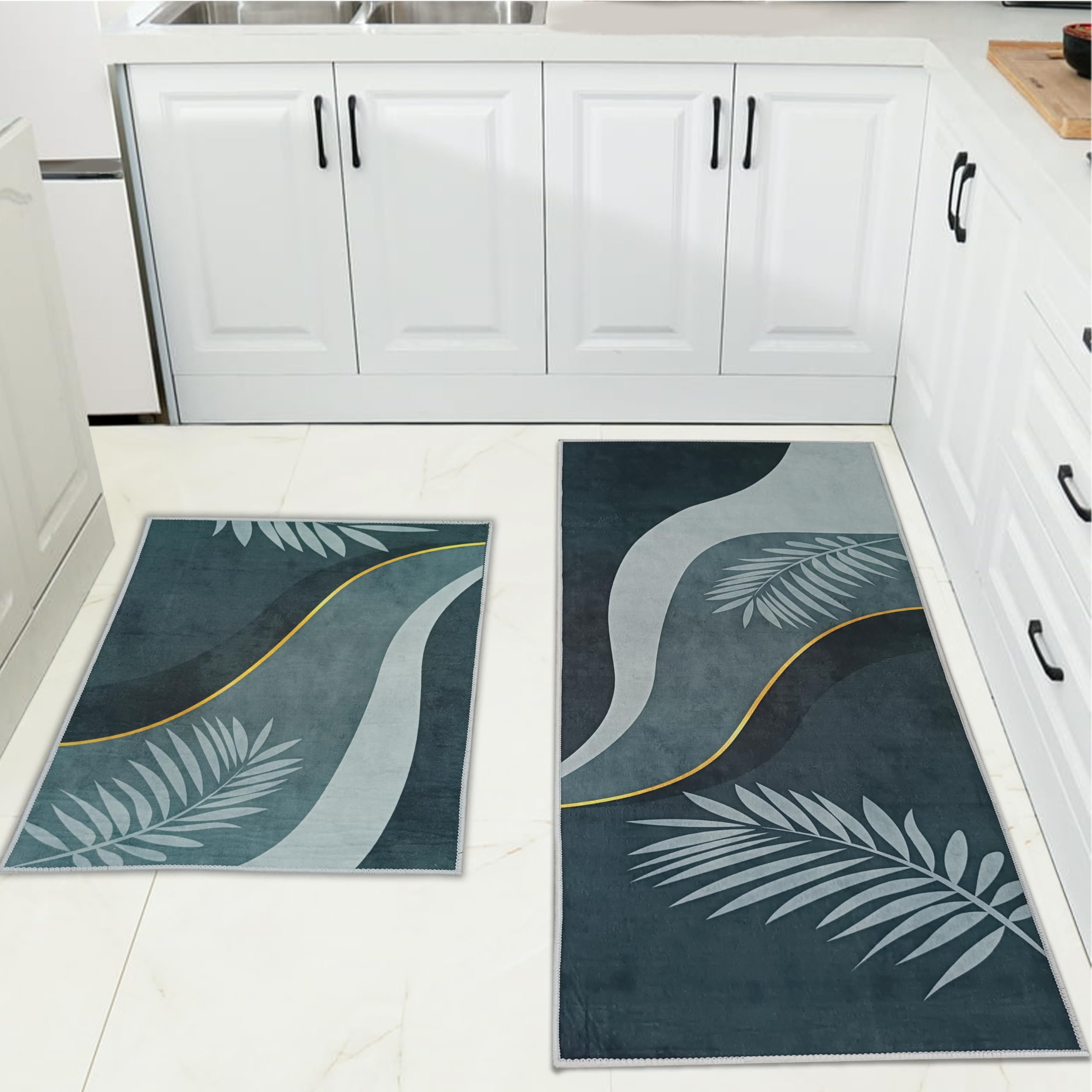 SELLU HOME Anti Skid Kitchen Mat Comfortable and Stylish Floor Mats for Kitchen, Home Office, Sink, Laundry - Non-Slip with Cushioned Comfort (Runner 120x40 CM + Mat 60x40 CM) (Modern Design) (B0DFC9J9X5) Amazon Price History, Amazon Price Tracker