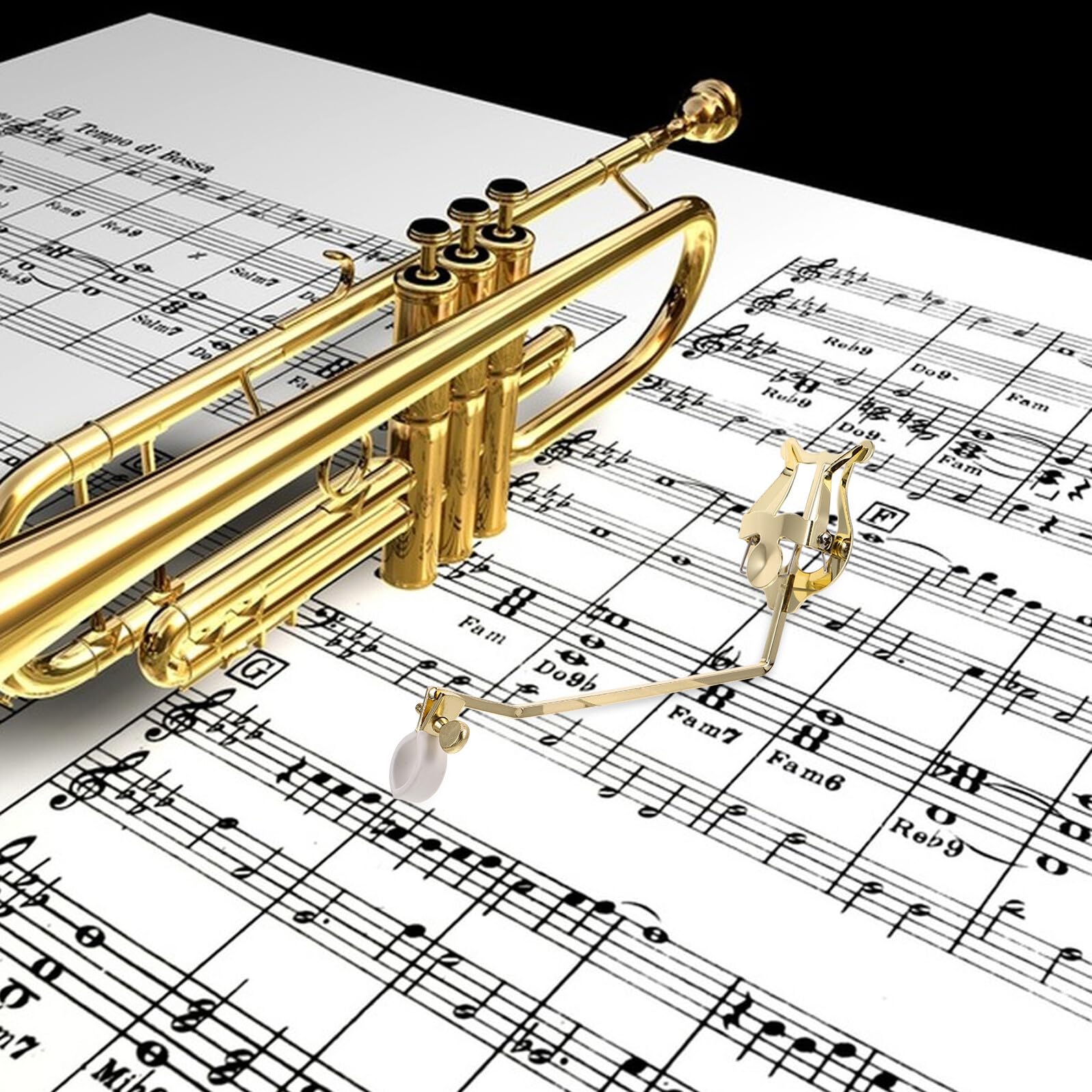 Goldener Notenclip für Horn und Posaune Robuster Marsch Notenhalter Wetterfester Lyra Notenständer für Blasmusik und Marschkapellen