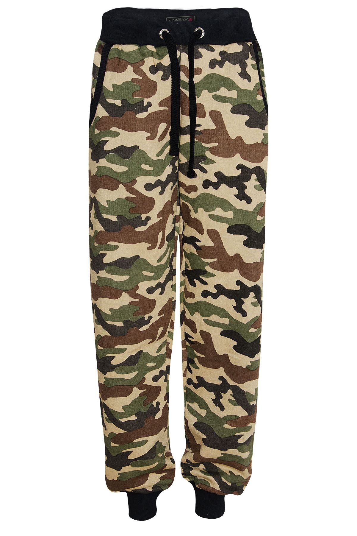 shelikes Womens Regular Fit Camouflage Sweatpants UK S-XXL