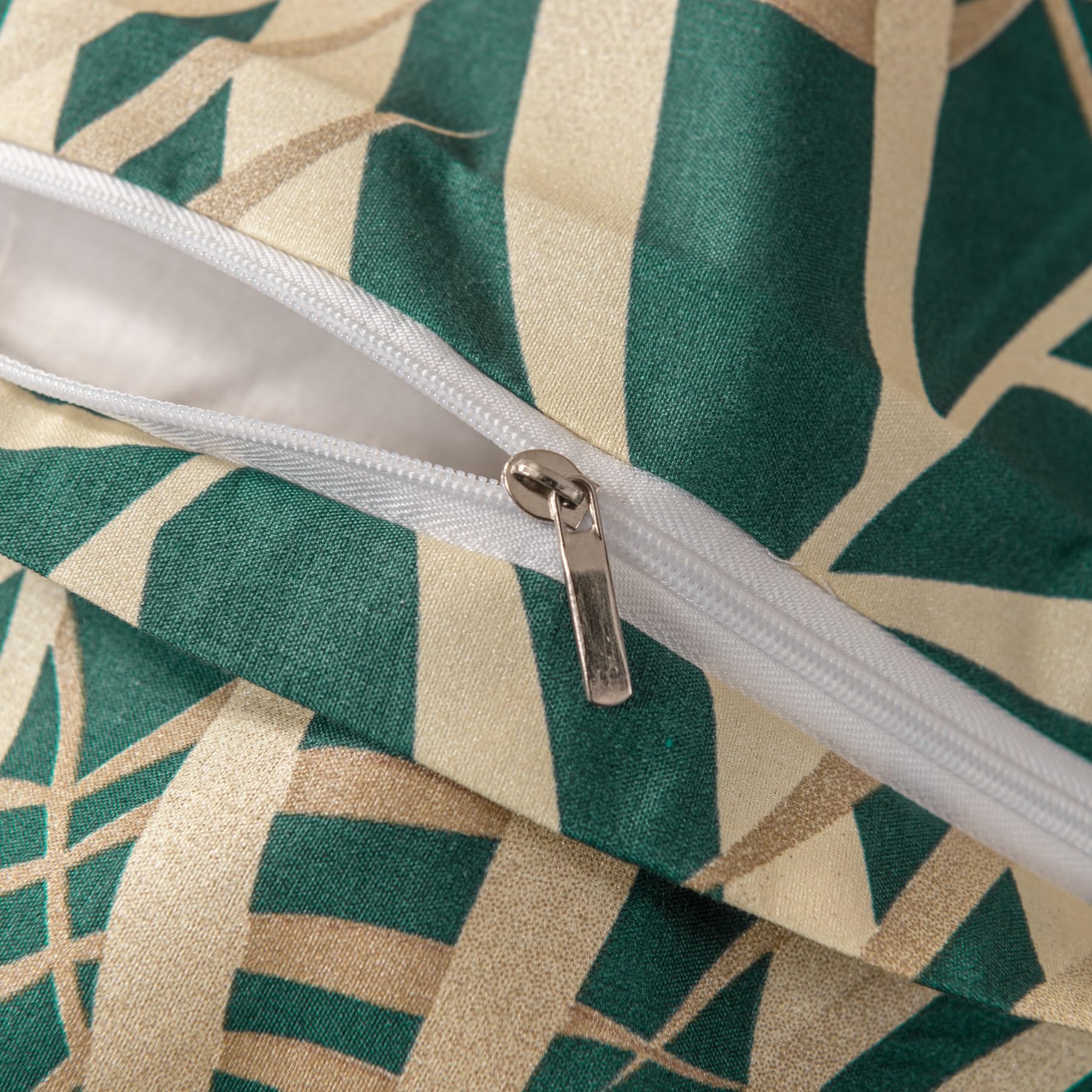 Copripiumino 240 x 260 foglie di palma tropicali, motivo oro verde, set di morbido microfibra, letto matrimoniale e biancheria da letto matrimoniale, con cerniera con federe, 65 x 65 cm