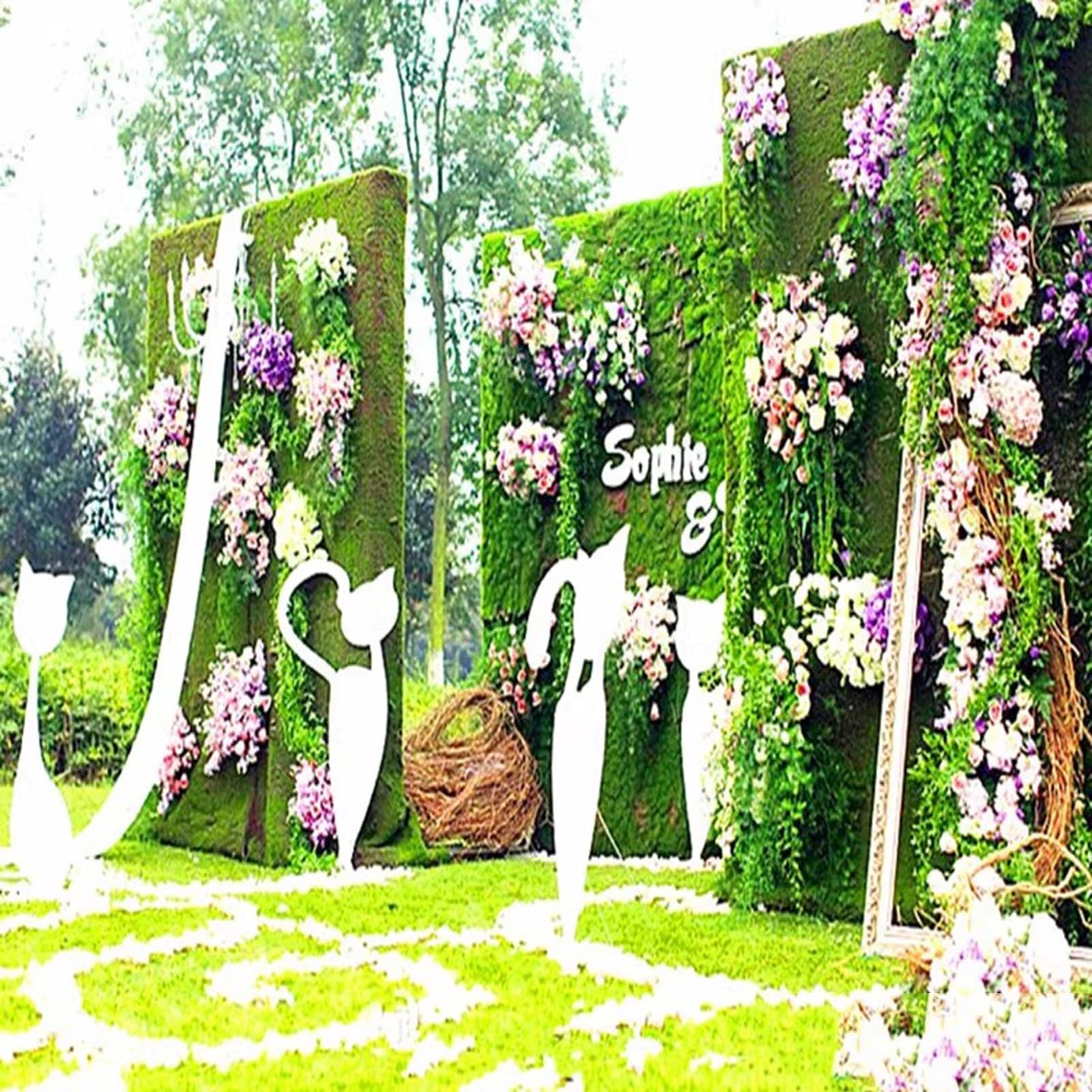 Musgo Artificial Decoracion, Estera de Musgo Artificial, Artificial Césped de Musgo, Balcón Jardín Decoración de la Boda (39.37x39.37in/1x1m)