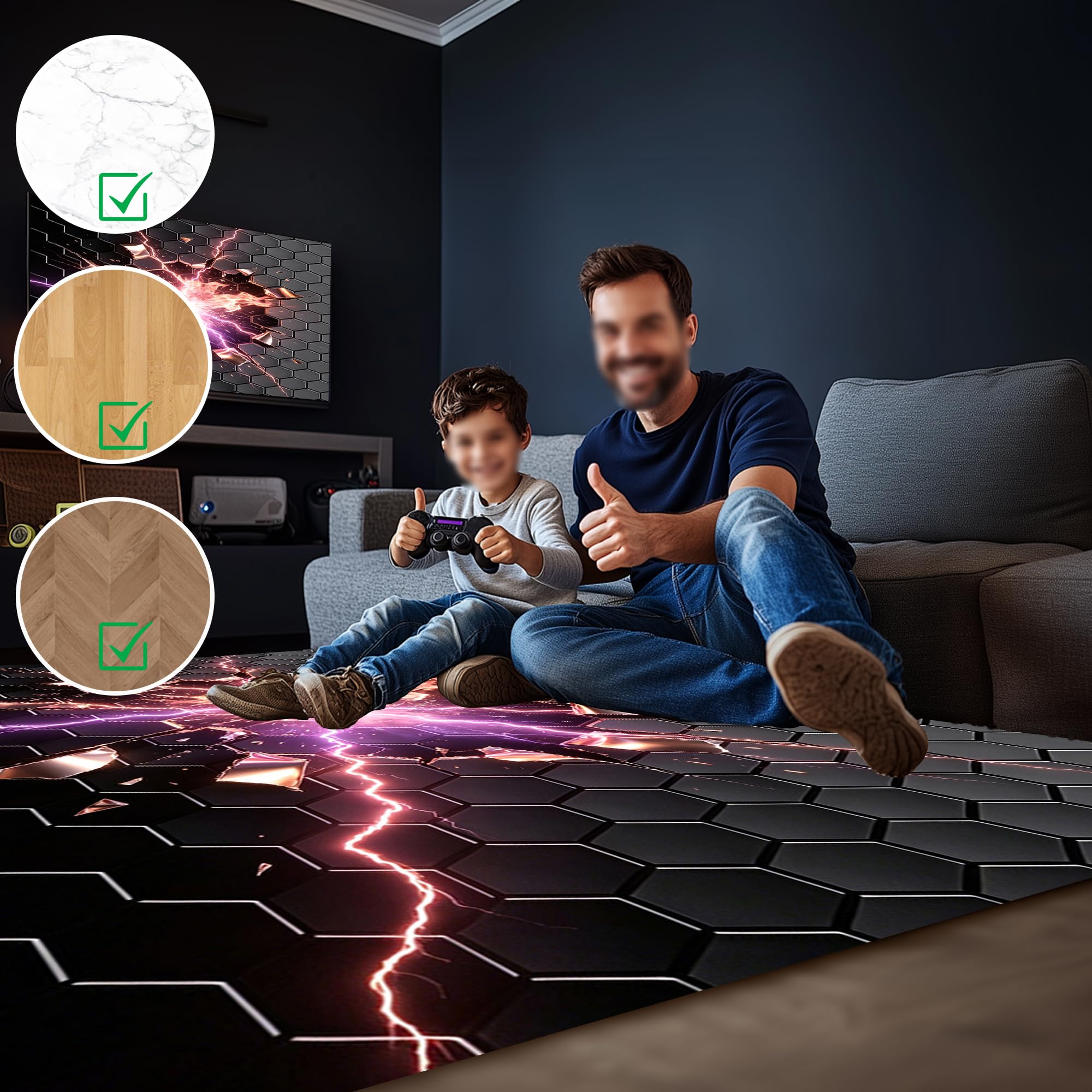 Tapis Chambre Garcon, Tapis Gamer Sol Chambre, Tapis Salon Chambre Antidérapant Lavable en Machine Grand Carpet Salle a Manger 160 x 230 cm