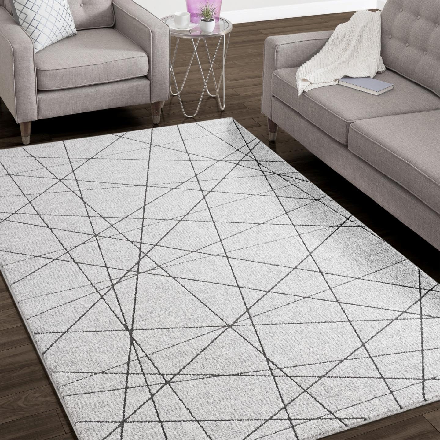 LUXE WEAVERS Modern Art Area Gray 5x7 Rug Abstract Lines Living Room Carpet