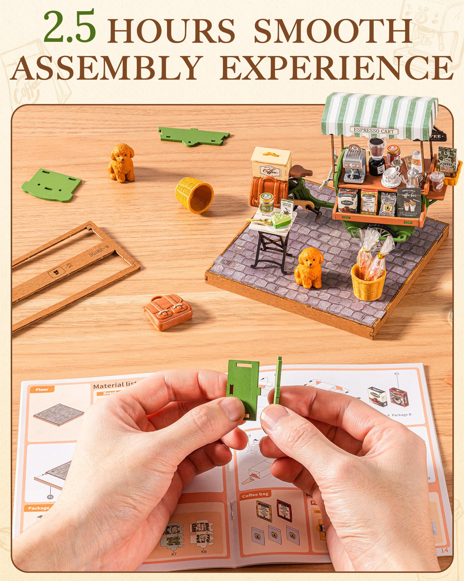 Rolife Casa de Muñecas Carrito de Café Aromático Casa en Miniatura de Madera Kit Modelo de Madera Book Nook Decoración del Hogar Regalo Creativo para Adultos