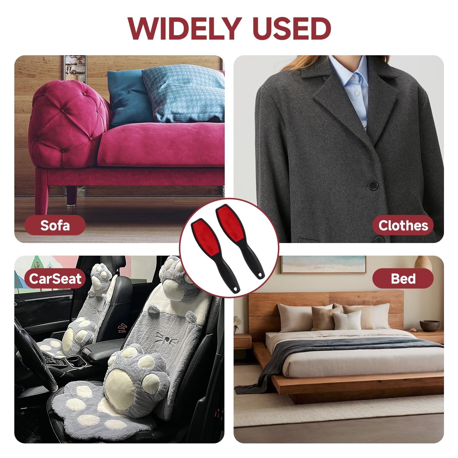 2 cepillos para pelusas de dos lados, reutilizables, cepillos para pelusas de doble cara, cepillo para eliminar pelos de animales, cepillo para sofá, coche, ropa, muebles, textiles, pelo de — view 7