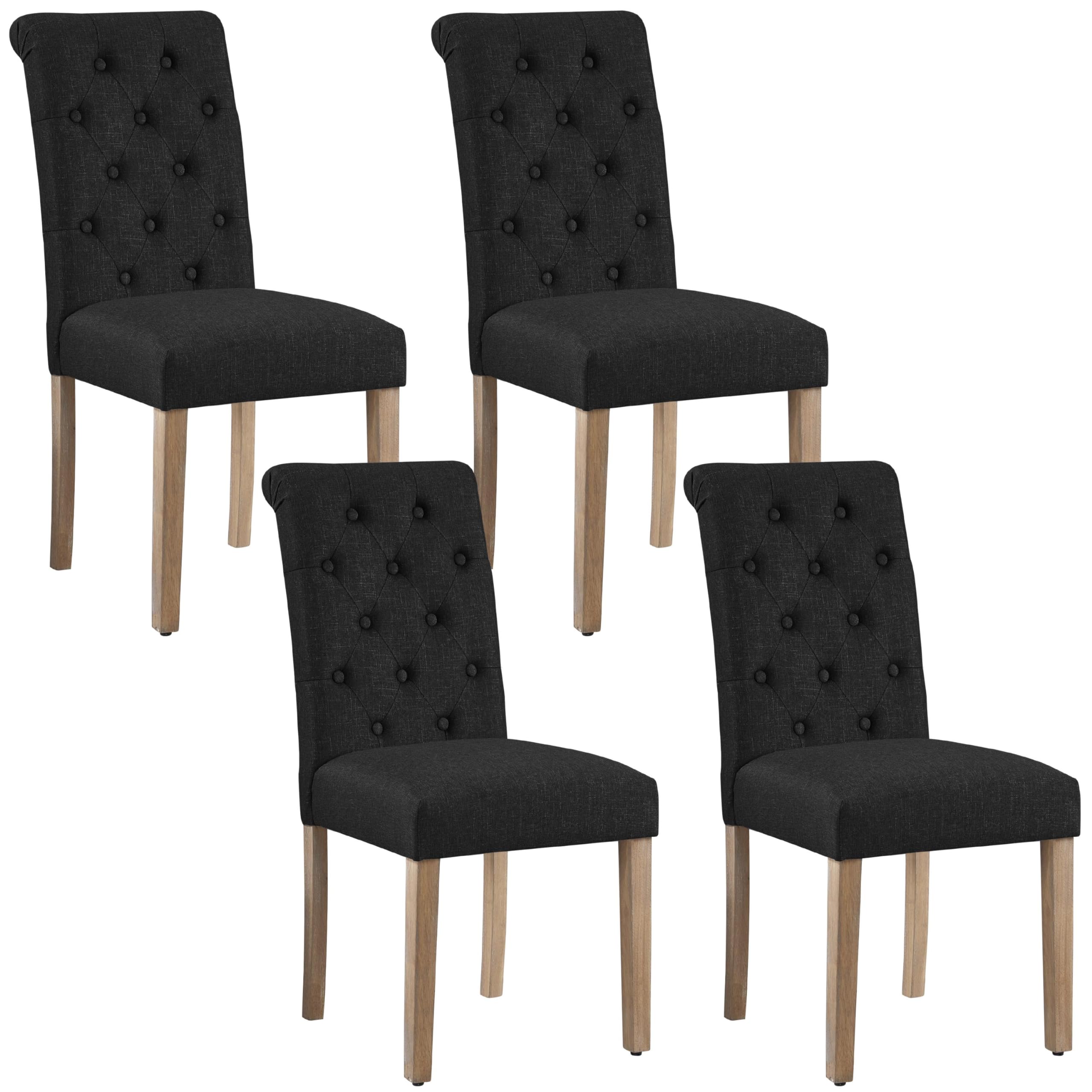 Yaheetech Juego de 2 Sillas de Comedor Silla Acolchada con Respaldo Alto Patas de Madera Silla Tela para Comedor Cocina Negra — view 22