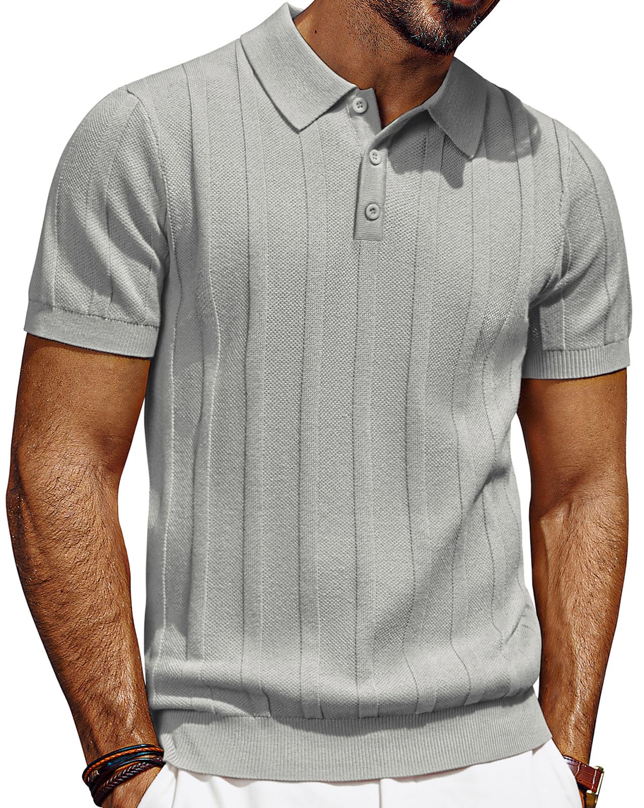 PJ PAUL JONES Mens Polo Shirts Short Sleeve Textured Knit Polo