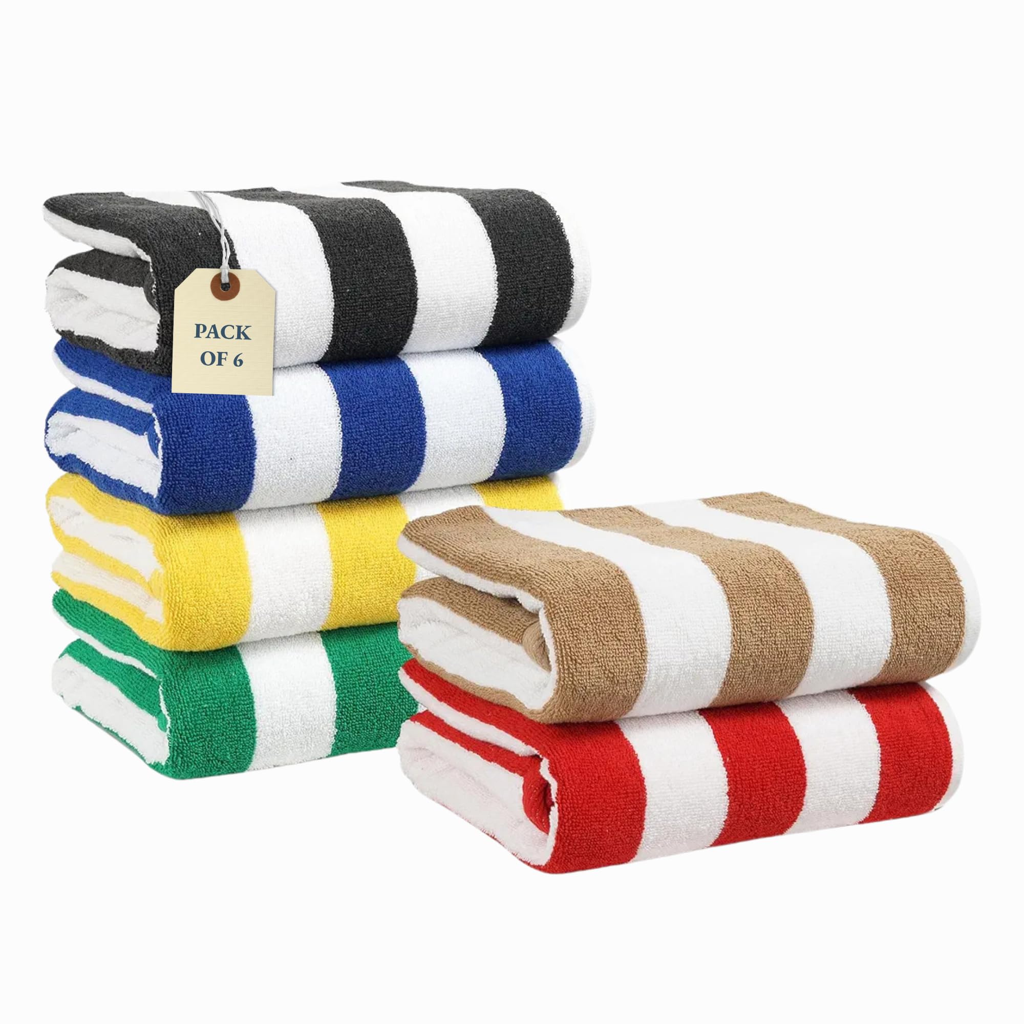 LANE LINEN 6 Pack Beach Towels - 100% Cotton Oversized Pool Towels with Bag, Soft & Absorbent (30