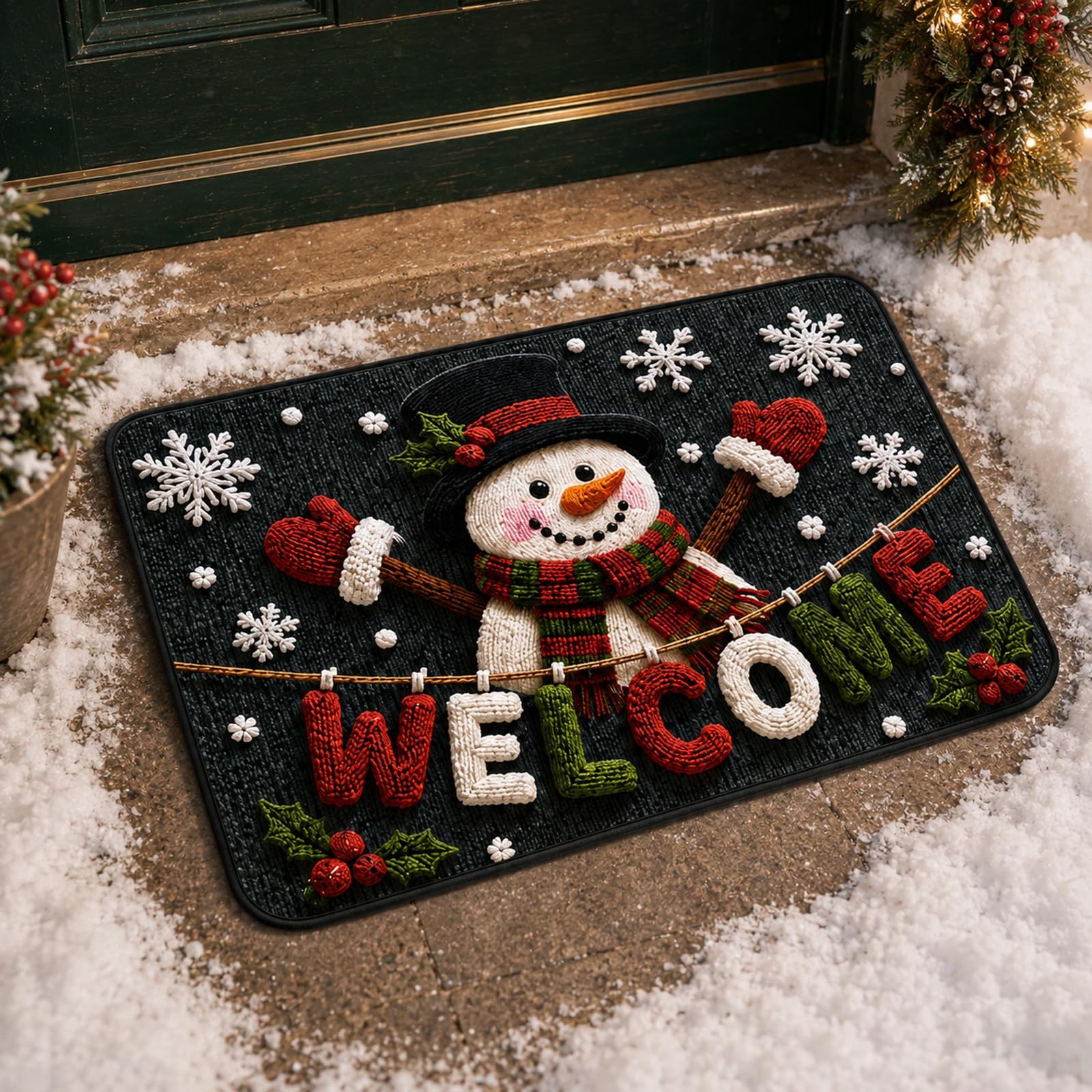 Christmas Doormat 60x40cm, Christmas Door Mat Outdoor Snowman Non-Slip