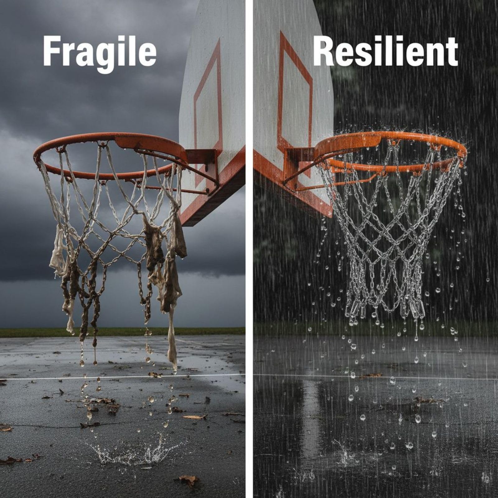 Basketballnetz aus Metall, rostbeständig, 12 Haken, Stahlkettennetz als Basketball Zubehör