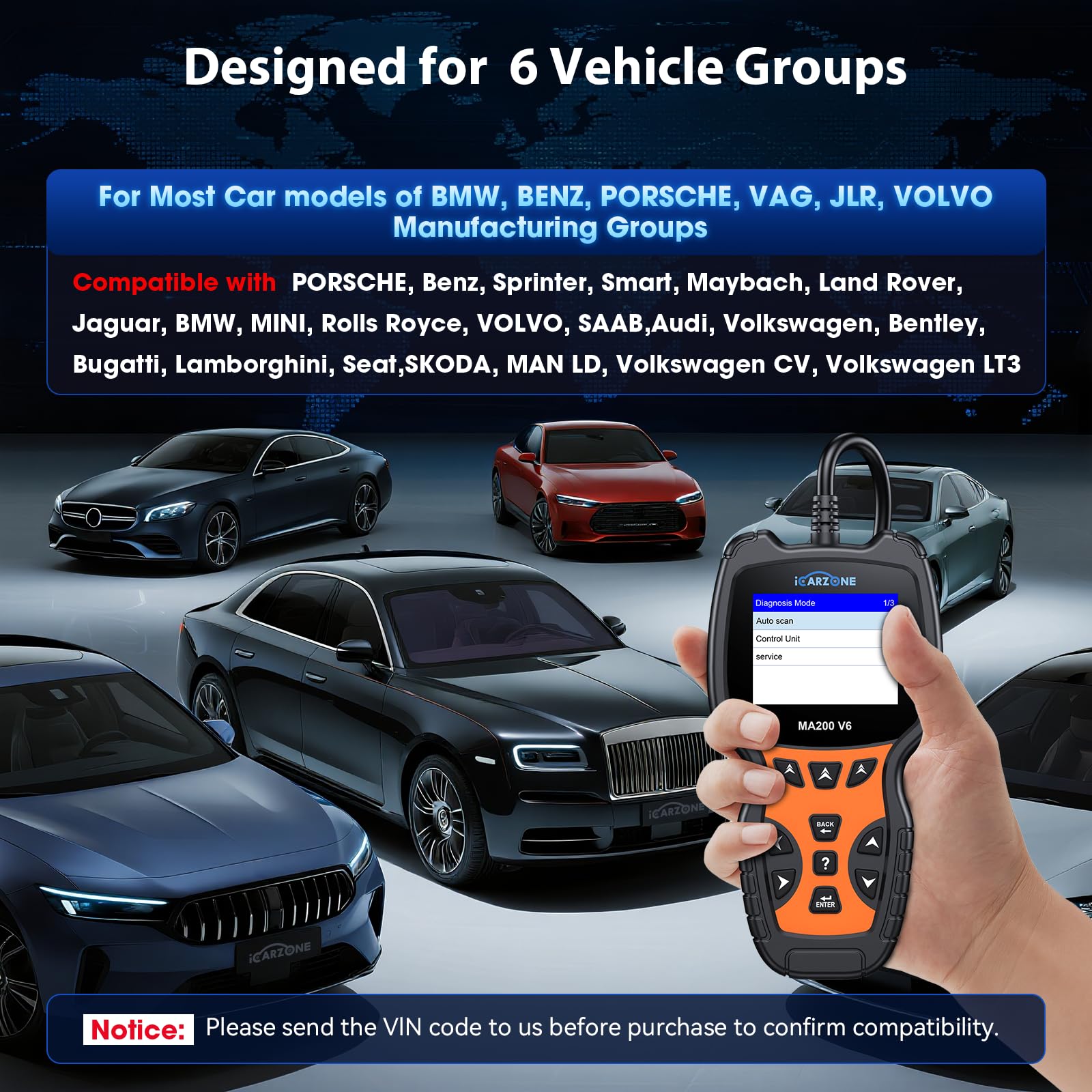 MA200 V6 OBD2 skaner do wszystkich systemów samochodowych, profesjonalny czytnik kodów błędów do większości modeli samochodów