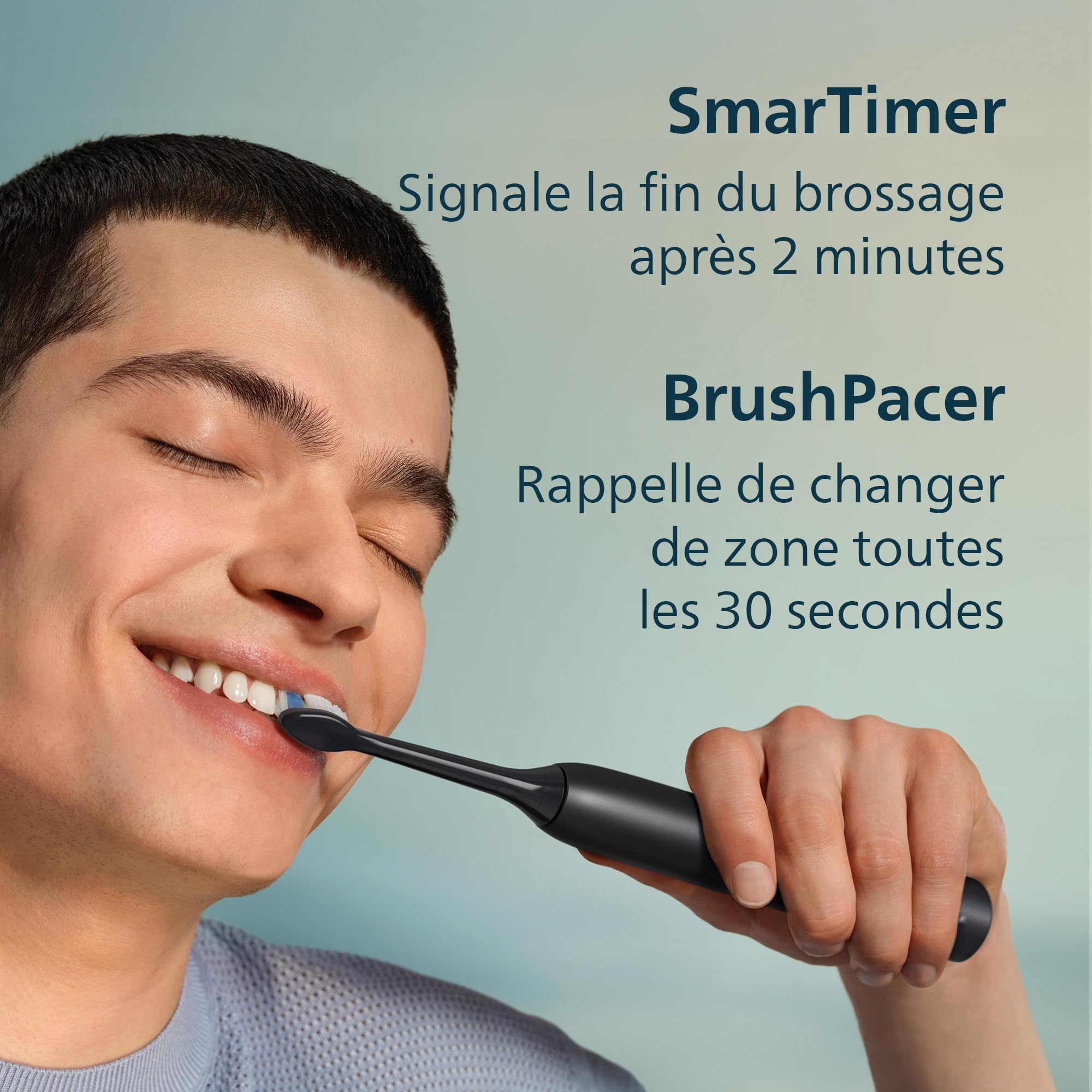 Philips Sonicare série 4100 – Brosse à dents électrique sonique, capteur de pression, 4 réglages, EasyStart, SmarTimer, 21 jours d’autonomie, étui de voyage, coloris noir, modèle HX4046/52, [Nouveau]