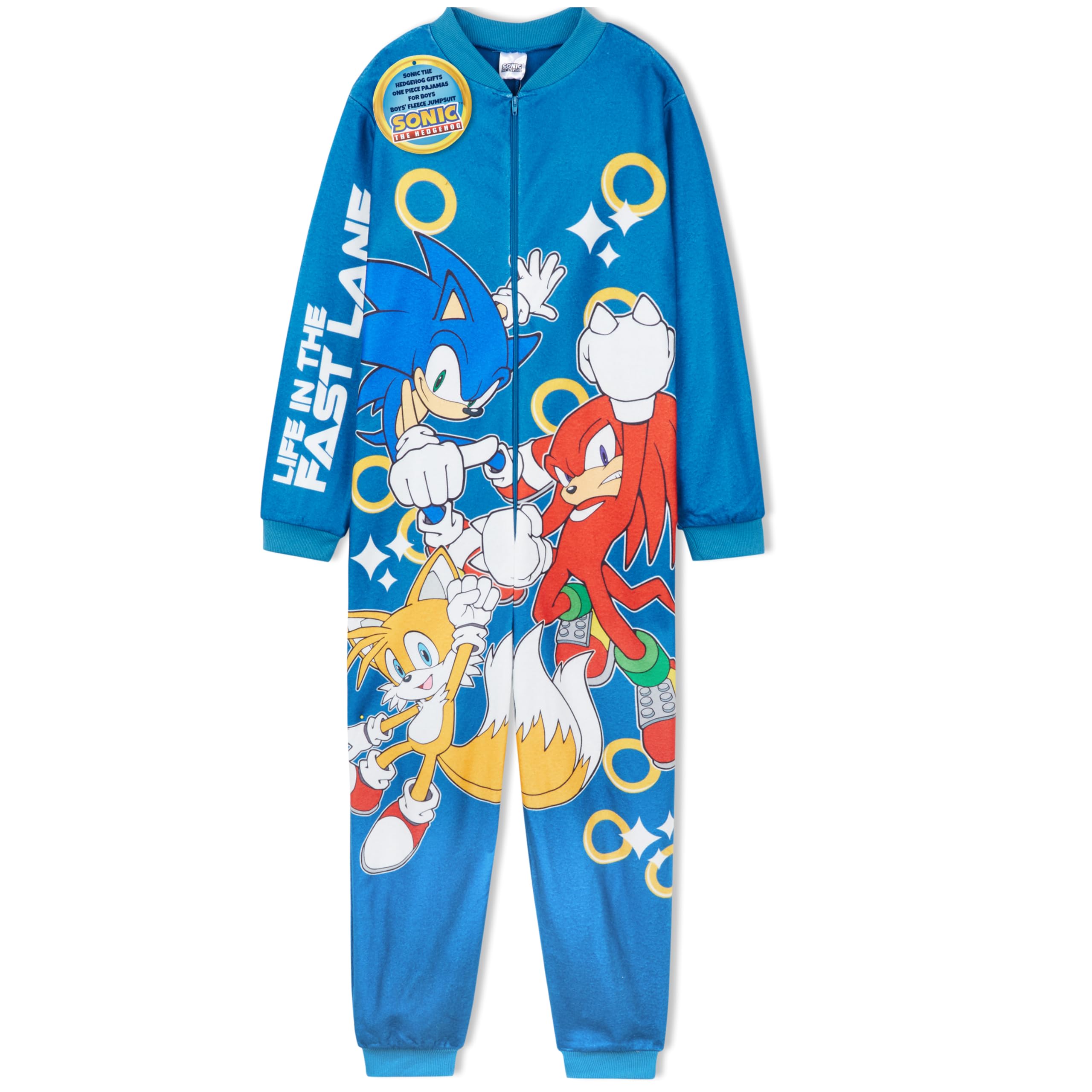 Get Trend Boys Teal Sonic Sonic The Hedgehog Onesies For 4-10 Years, Fleece Jumpsuit Pyjamas Loungewear Pjs, Gamer Gifts For (9-10 Years, )