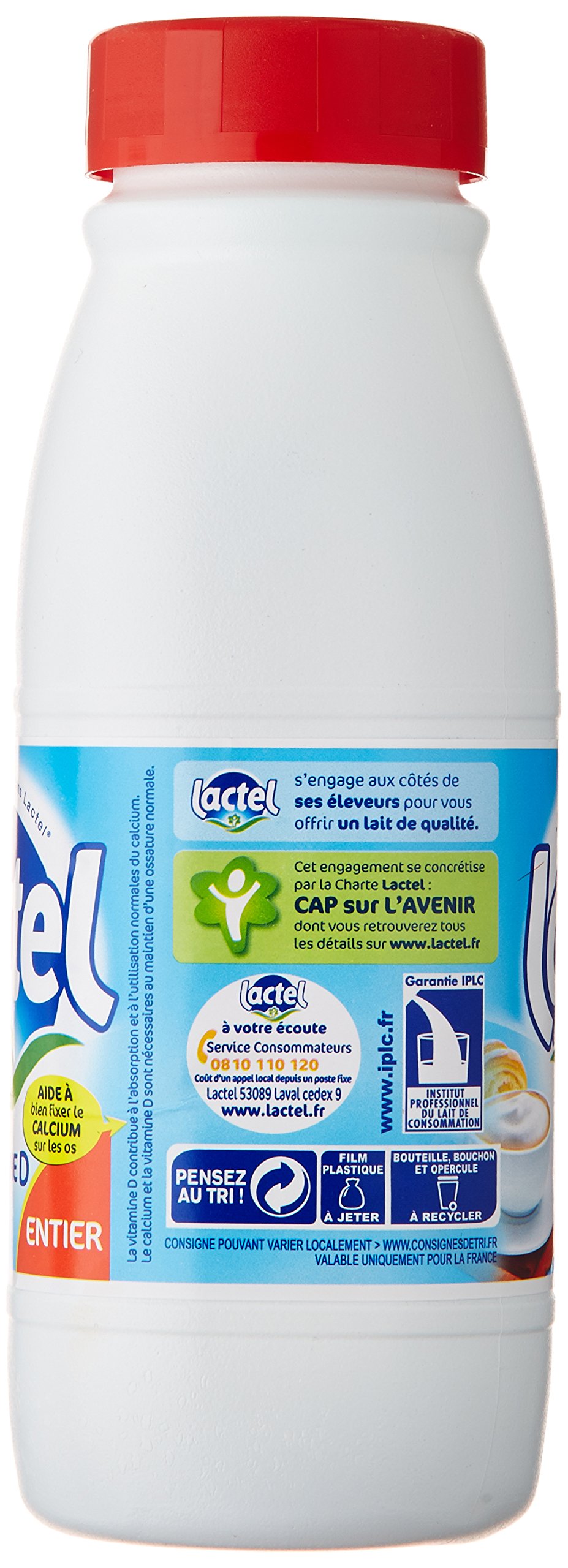 Lactel Lait Entier La Bouteille de 50 cl - Pack de 6