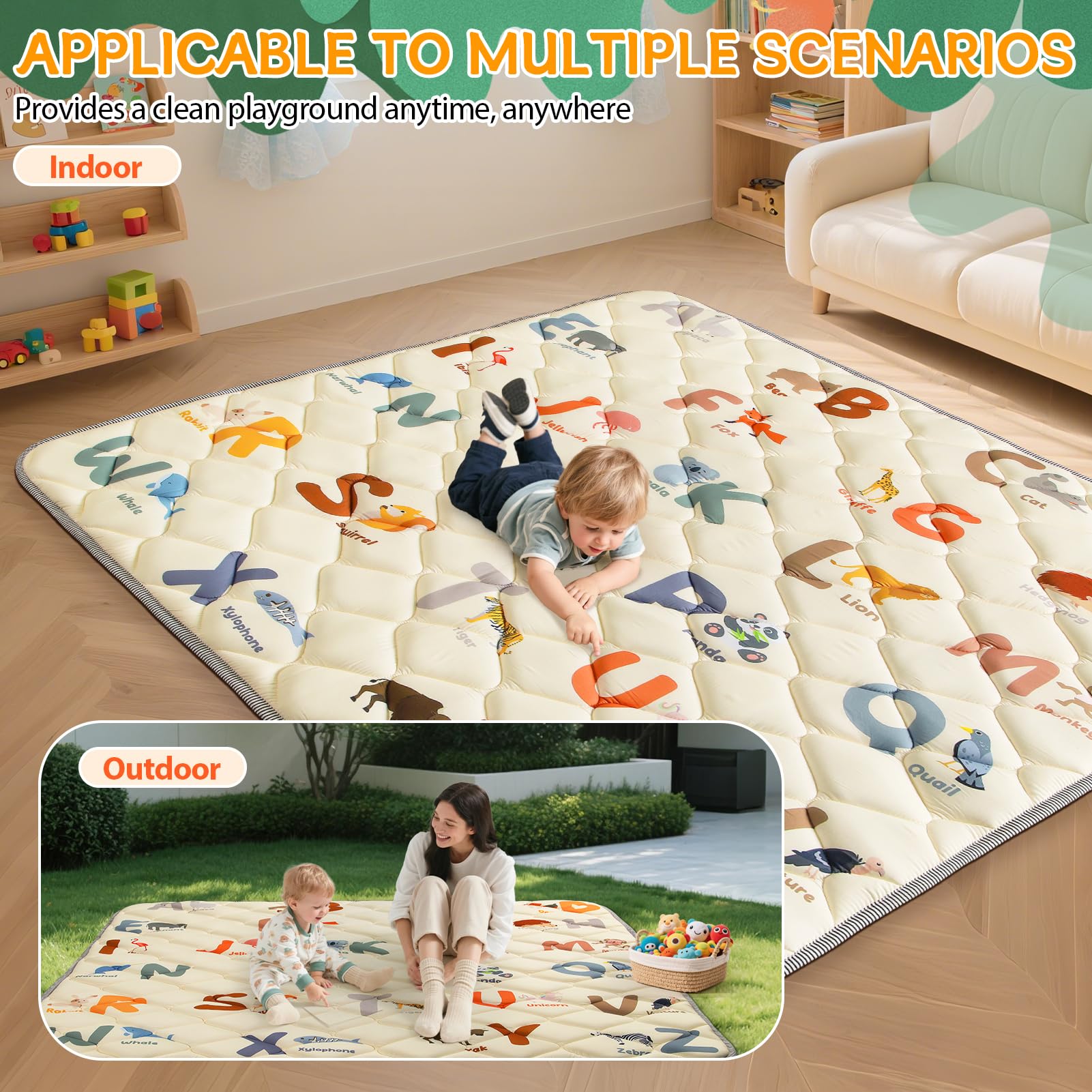 Tapetes de juego para bebé para el suelo, tapete de juego de 79 x 71 pulgadas para bebés y niños pequeños, tapete de juego de espuma, tapetes gruesos para jugar en el suelo, tapete de piso para el 5