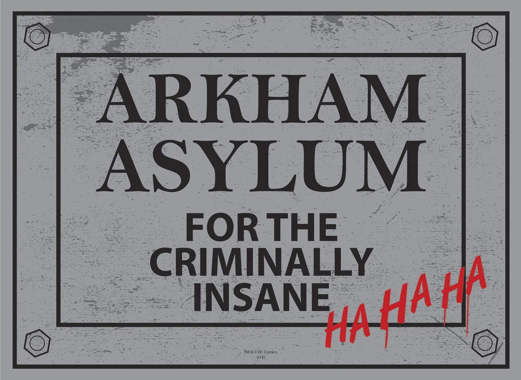 BigBazza Vintage Advertising Wall Tin Plaque 20x15cm - Pub Shed Bar Man Cave Home Bedroom Office Kitchen Gift Metal Sign - Arkham Asylum Batman Joker Mental Insane