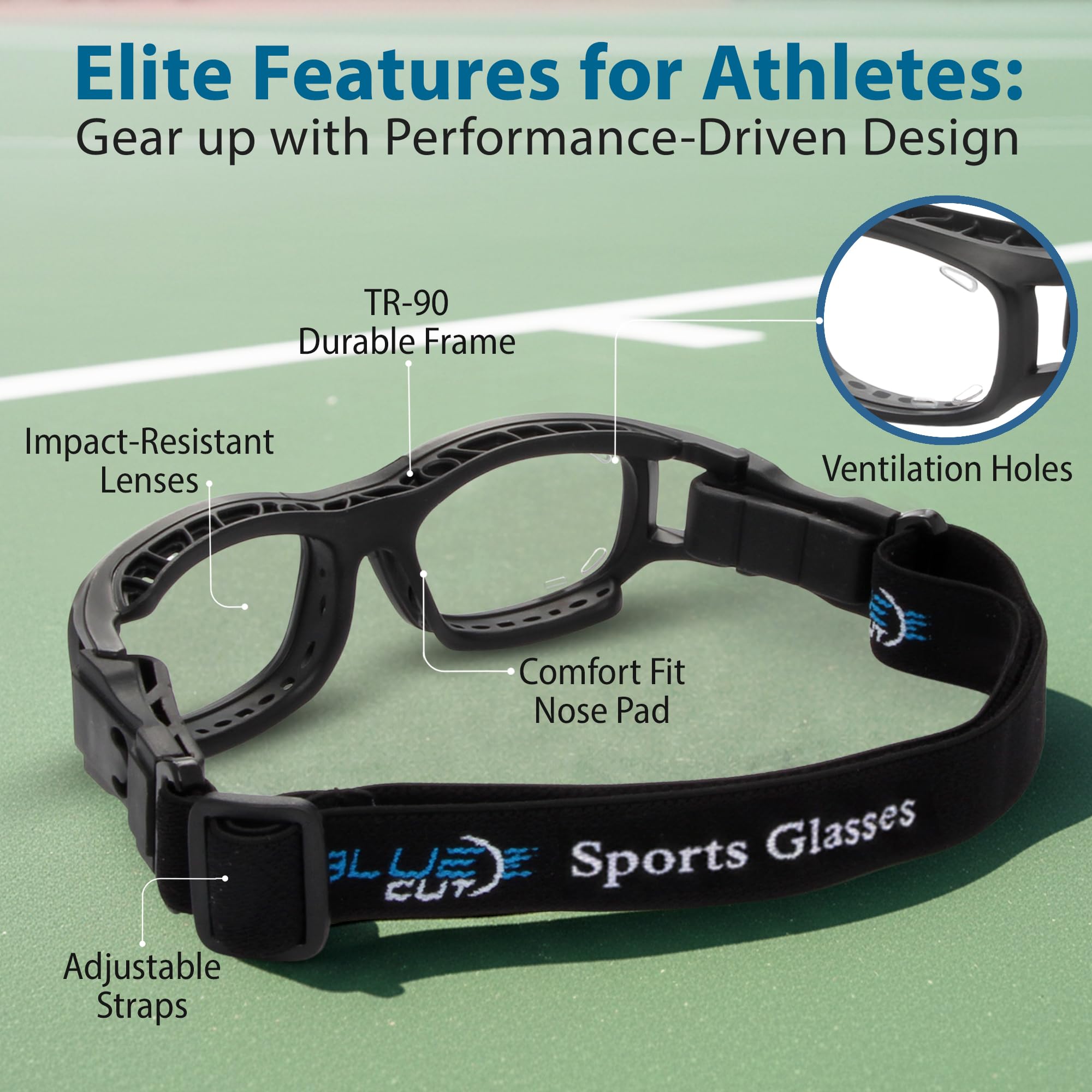 BLUE CUT Gafas de seguridad para deportes al aire libre, unisex, antiniebla, ideales para baloncesto, raquetball