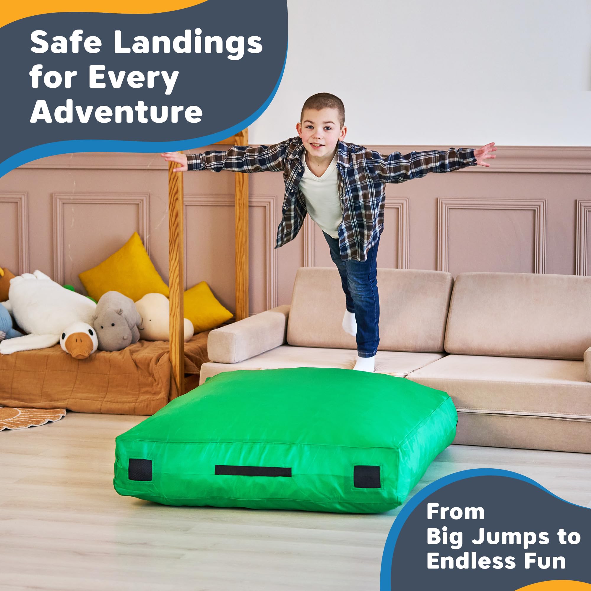 SaferBounce Hüpfpolster Für Kinder | Groß 152 x 152 cm Oder 122 x 91 cm | Hüpfkissen Kinder | Hüpfmatratze | Sprungmatte | Sensory Crash Pad Für Springen, Klettern