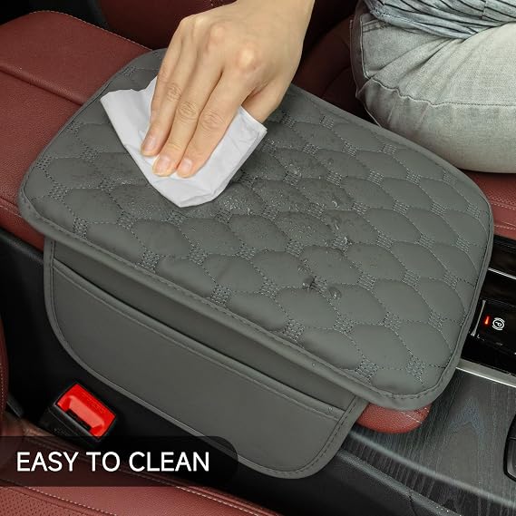 Einesin Universal Center Console Cover, with Leather Side Pockets for Car, Middle Console Cover Lid for Truck | Auto | SUV, Interior Accessories Prevent Scratching (Black, S)