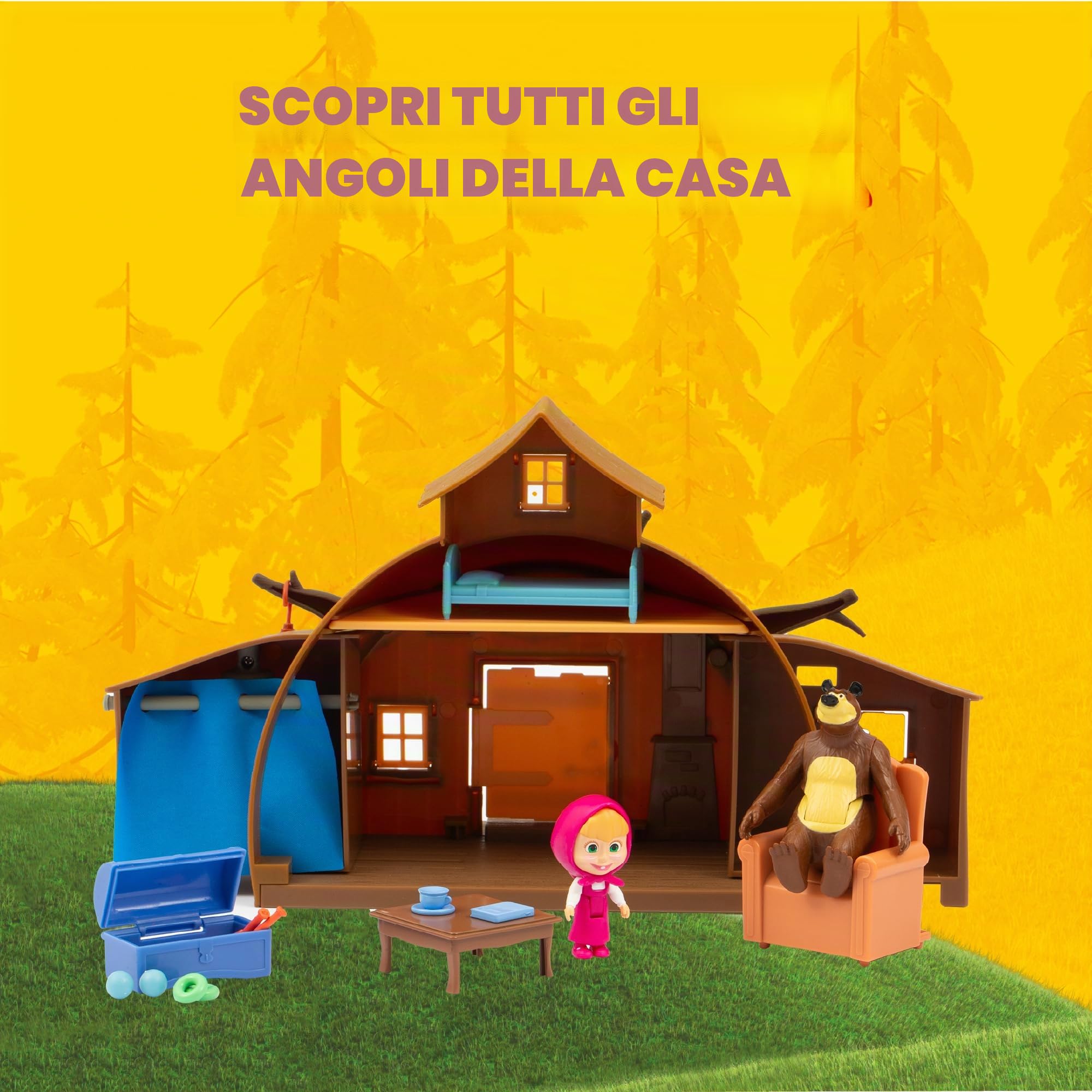 Giochi Preziosi Masha E Orso - Casa Di Orso Playset Ricca Di Accessori E Con I Personaggi Articolati Di Masha E Orso Inclusi, Per Bambini A Partire Dai 3 Anni