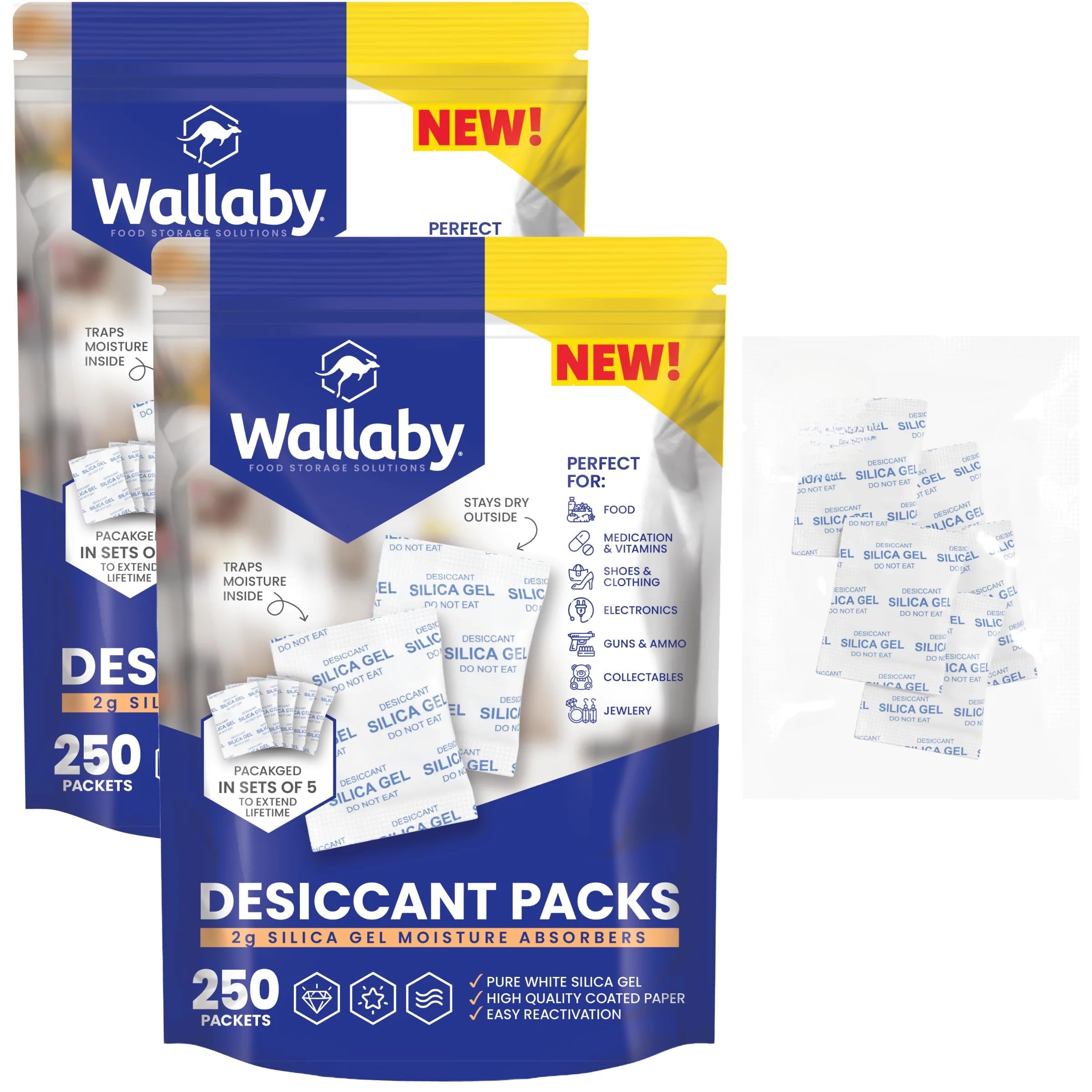 Wallaby 2g Food Safe Desiccant Packets for Moisture Control (500-pack)