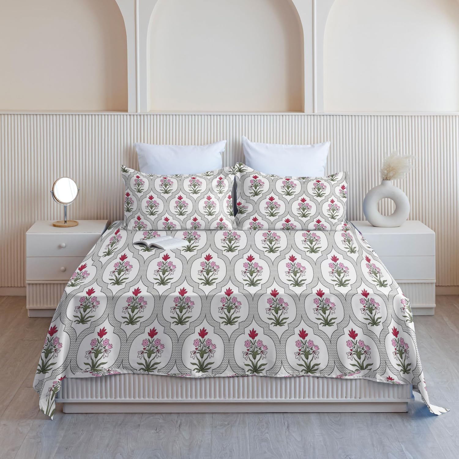 ELEGANT WEAVERS Bedsheet for Double Bed | Floral Printed Bedsheets for Bedroom | Bedsheet with 2 Pillow Covers | Wrinkle Free, Ultrasoft & Microfiber Bedsheet (Gray) (B0CSZ6CWW8) Amazon Price History, Amazon Price Tracker