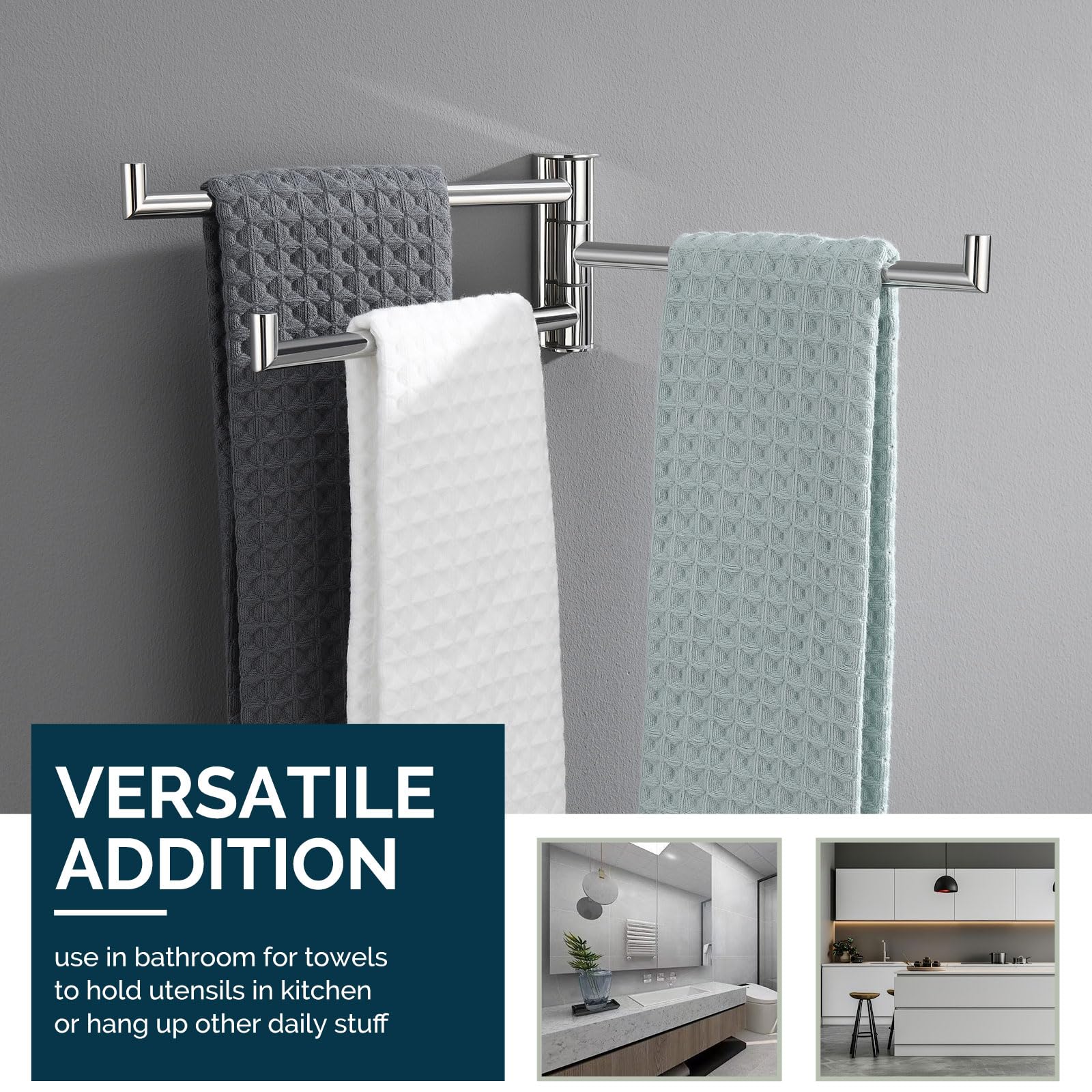 23.62 Inch Bathroom Towel Rack With Shelf - Polished Chrome SUS304 Stainless Steel Wall Mount